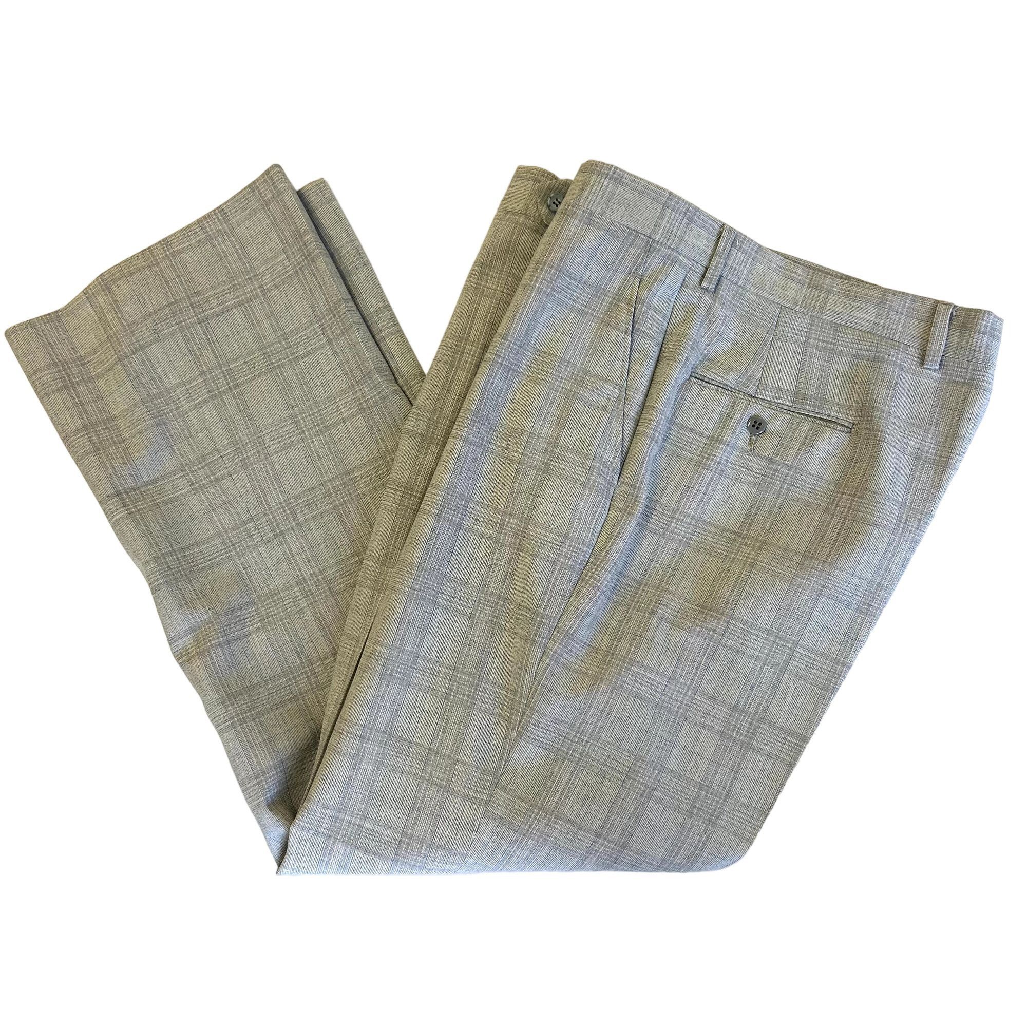 70's House of Pimlico MOD Gray Blue OVERCHECK Wool Suit 42 L