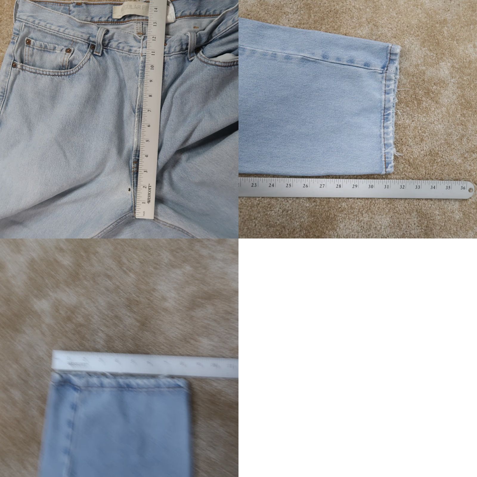 Levi's Levi's 505 Regular Fit Straight Leg Jeans Men's 38x32 Blue Distressed Denim Size US 38 / EU 54 - 9 Thumbnail