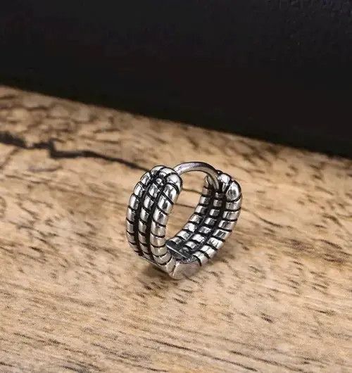 Vintage Retro Chain Hoop Huggie Earring (1pairs） Size ONE SIZE - 3 Thumbnail