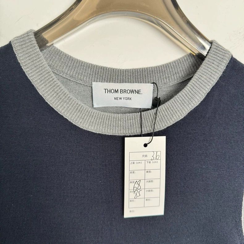 Thom Browne Thom Browne Gray and blue stitching four-striped sleeveles Size XXS / US 00 / IT 34 - 2 Thumbnail