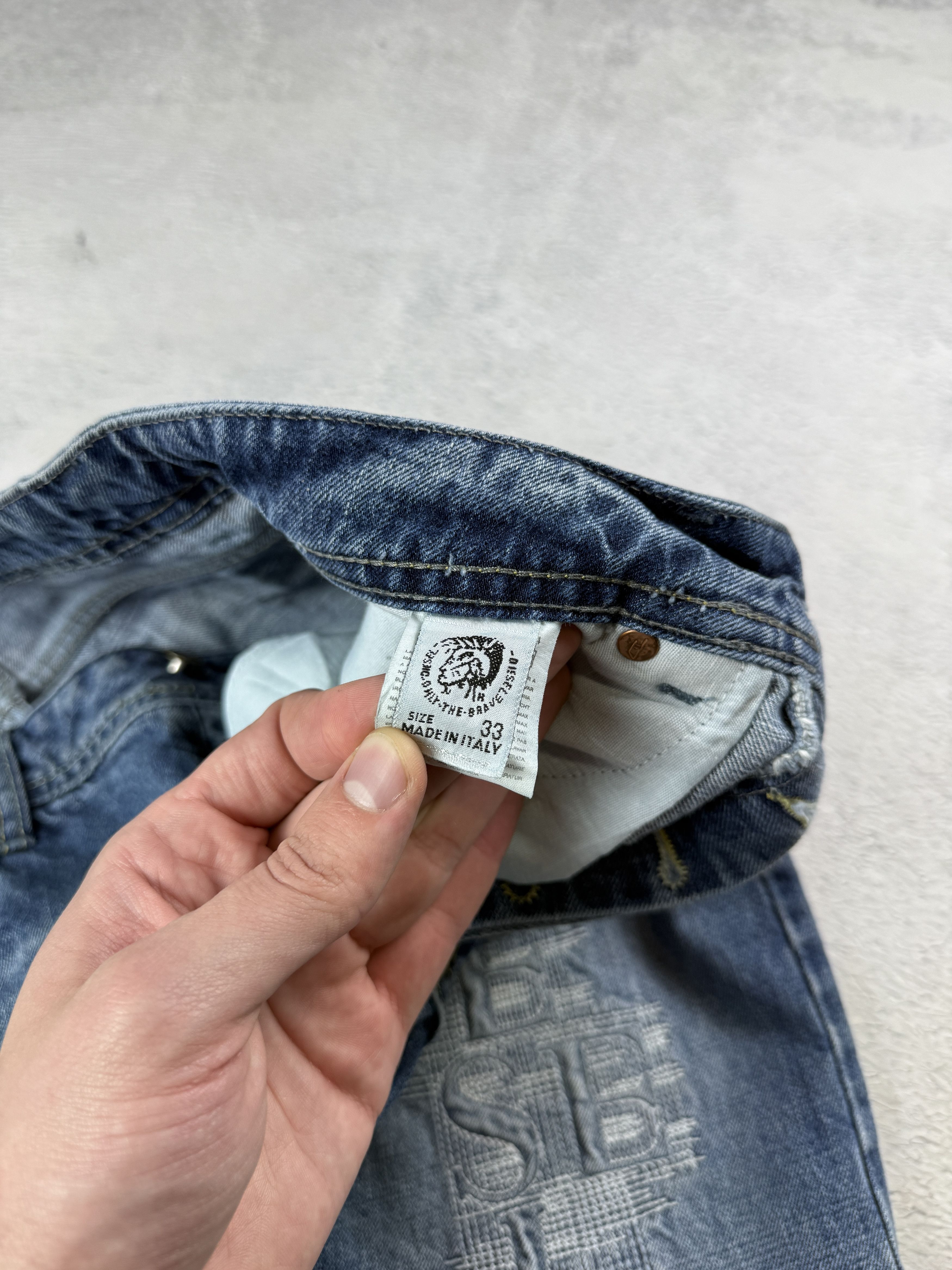 Diesel × JNCO Diesel Vintage Kulter Jeans Big Logo Blue Straight Drill Size US 33 - 8 Thumbnail