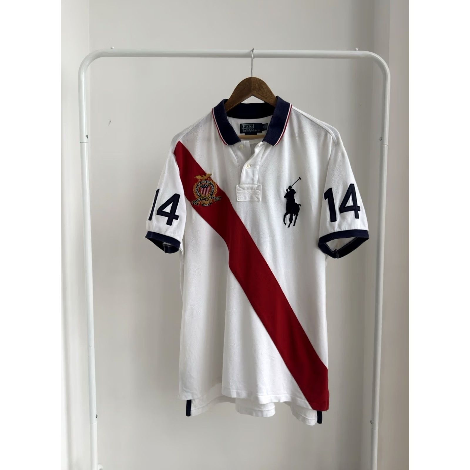 Polo Ralph Lauren VINTAGE Polo Ralph Lauren USA #14 White Y2K Polo T Shirt Mens XL Size US XL / EU 56 / 4 - 2 Thumbnail