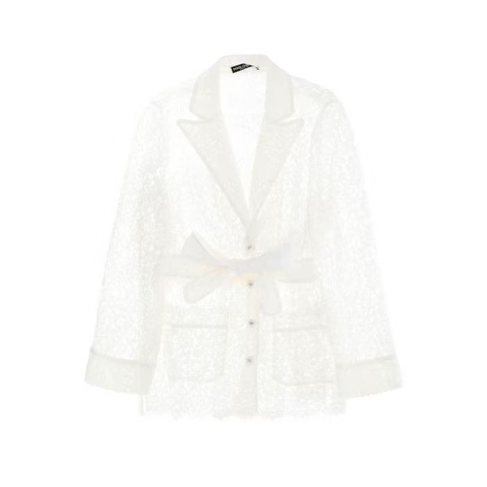 image of Dolce Gabbana O1S22I1N0424 Pajama Shirt Lace In White, Women's (Size Medium)