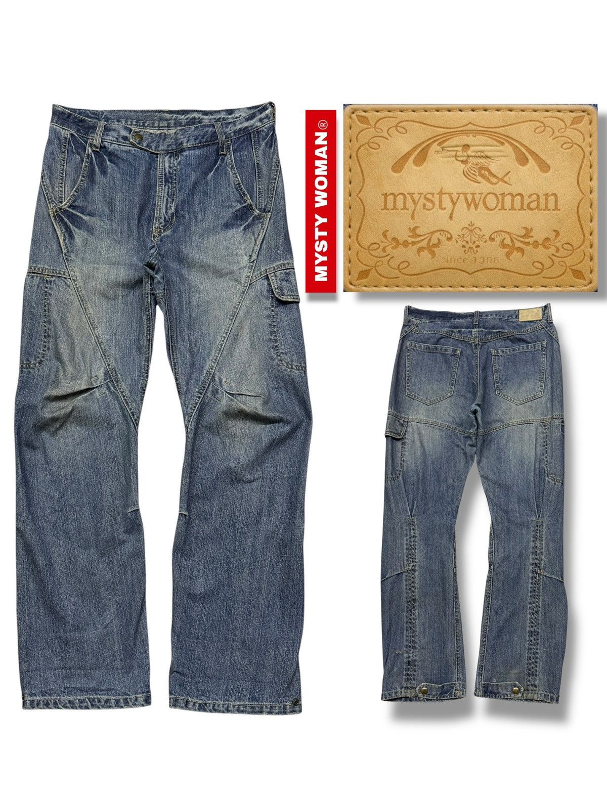 Japanese Brand Vintage Mysty Woman Y2K Japanese Cargo Panel Denim Jeans W32 Size 32" / US 10 / IT 46 - 1 Thumbnail
