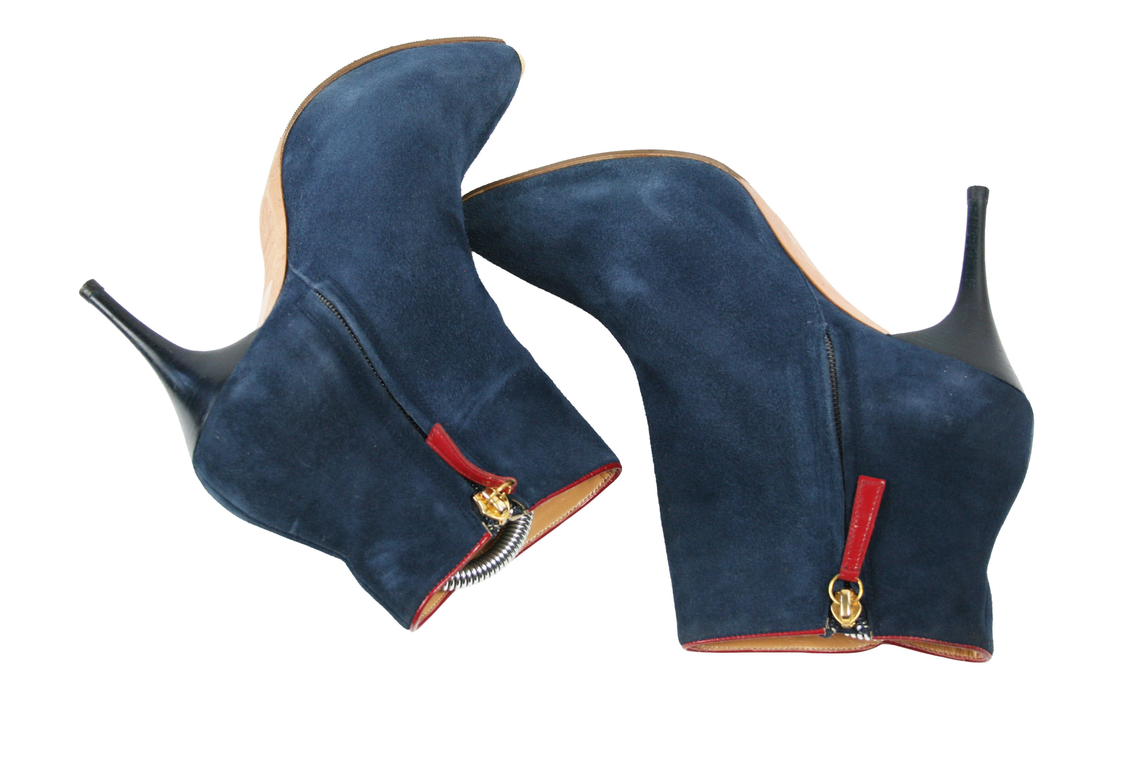 Alexander McQueen 00S Napoleon Y2K Ankle Suede Boots Vintage Size US 7.5 / IT 37.5 - 10 Thumbnail