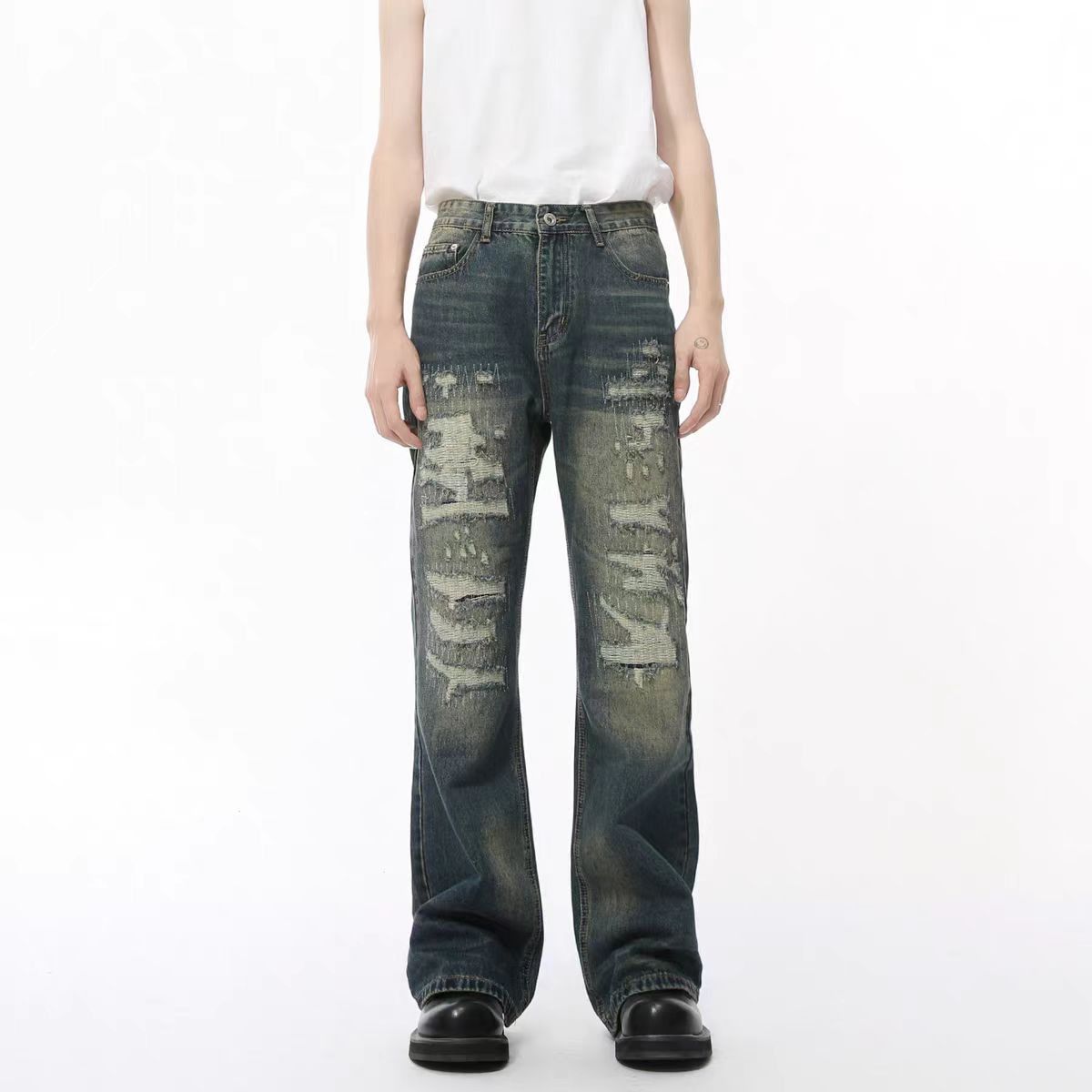 Japanese Brand × Jean High street worn patches vintage micro flare baggy jeans Size US 32 / EU 48 - 2 Thumbnail
