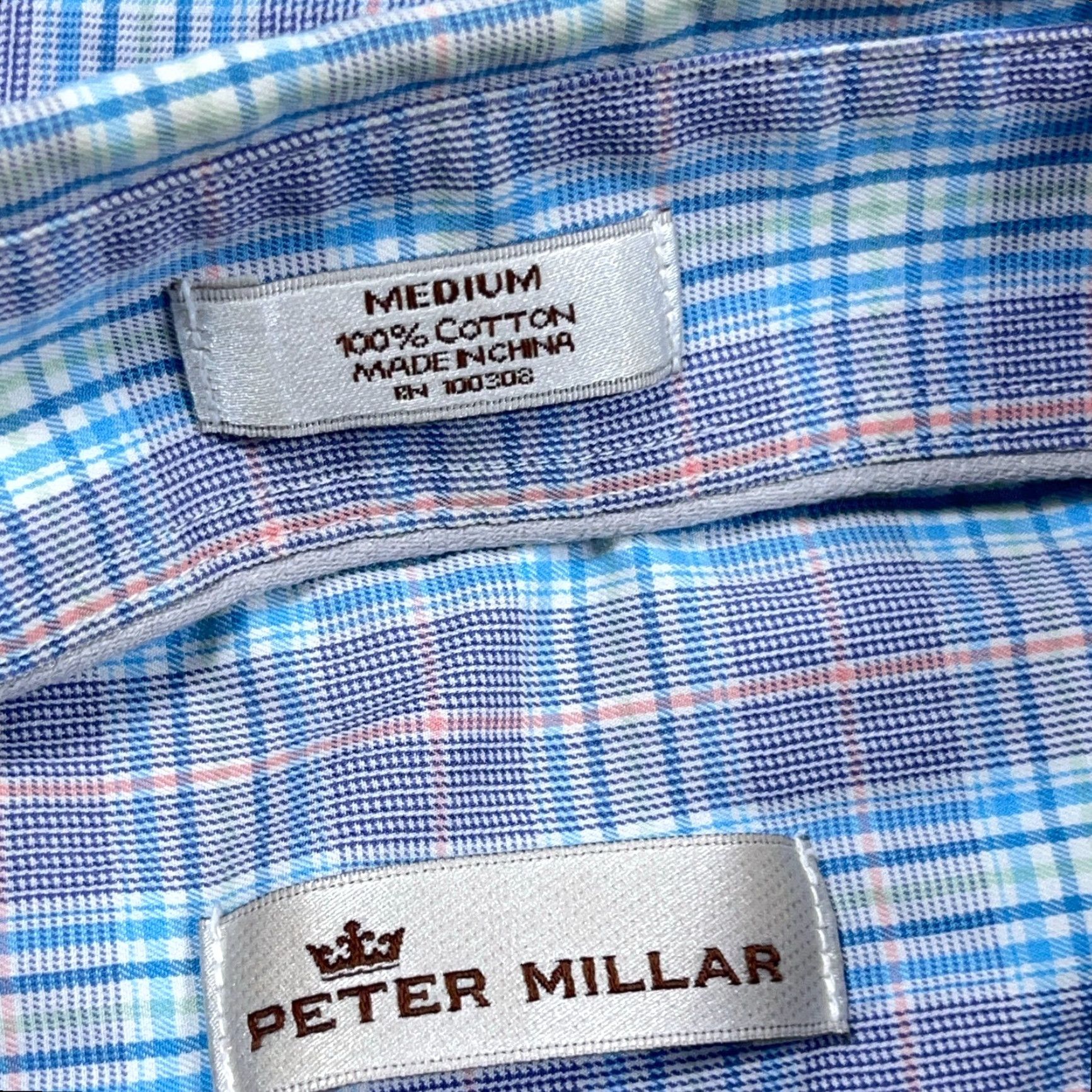 Peter Millar Peter Millar Shirt Men Medium Purple Blue Plaid Button Up Dress Poplin Cotton Shirt Men Size 40R - 4 Thumbnail