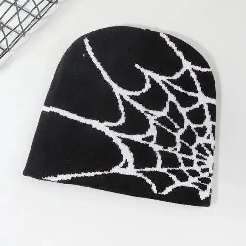 VIBE Black & White Spider-Web Beanie Size ONE SIZE - 4 Thumbnail
