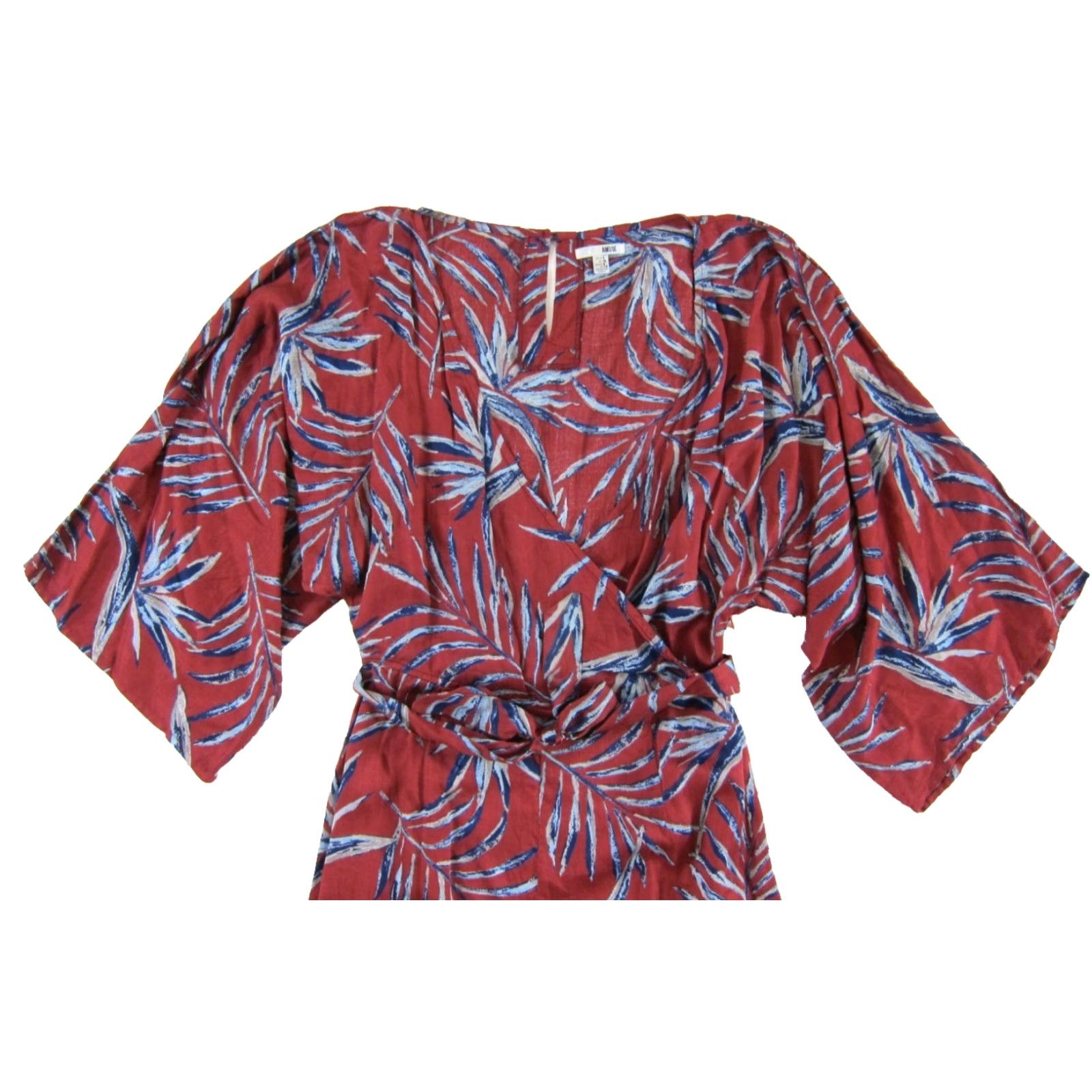 Vintage Amuse Society Jumpsuit V-Neck Floral Wide-Leg Pocket S NWT Red Blue Rayon One-Piece Women’s Small Size 28" / US 6 / IT 42 - 4 Thumbnail