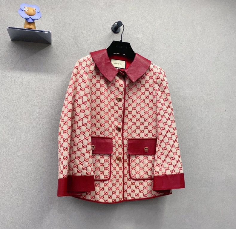 Gucci Gucci Size 38 Red leather collar jacket size 38 2502-Next Size US XS / EU 42 / 0 - 3 Thumbnail