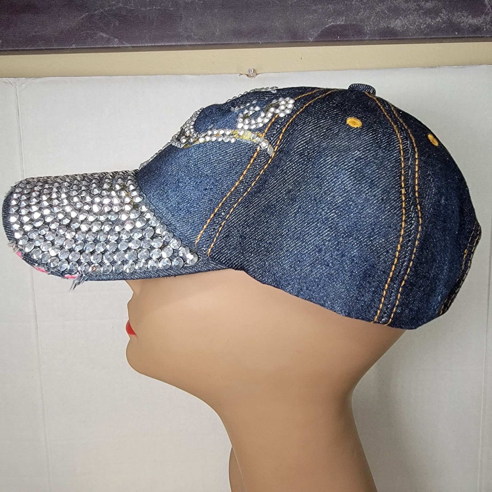 Other Denim Bling Adjustable Ladies Ball Cap "Texas" Longhorn Size ONE SIZE - 5 Thumbnail