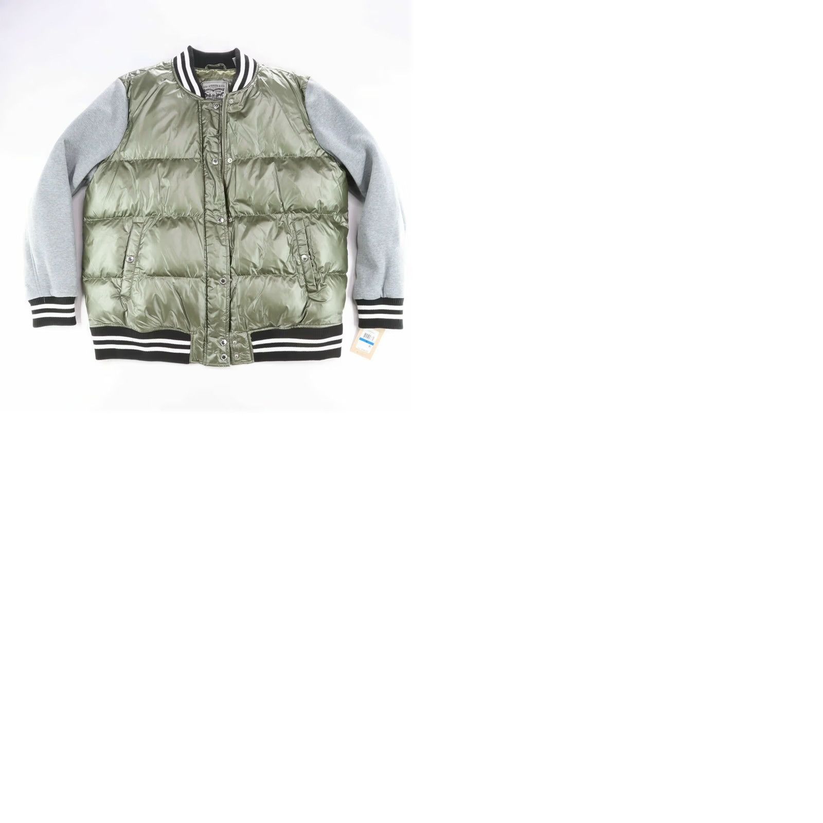 Levi's Levi's Women's Bomber Jacket Mixed Media Quilted Green Gray XL Linen? No, keep. Size XL / US 12-14 / IT 48-50 - 9 Thumbnail