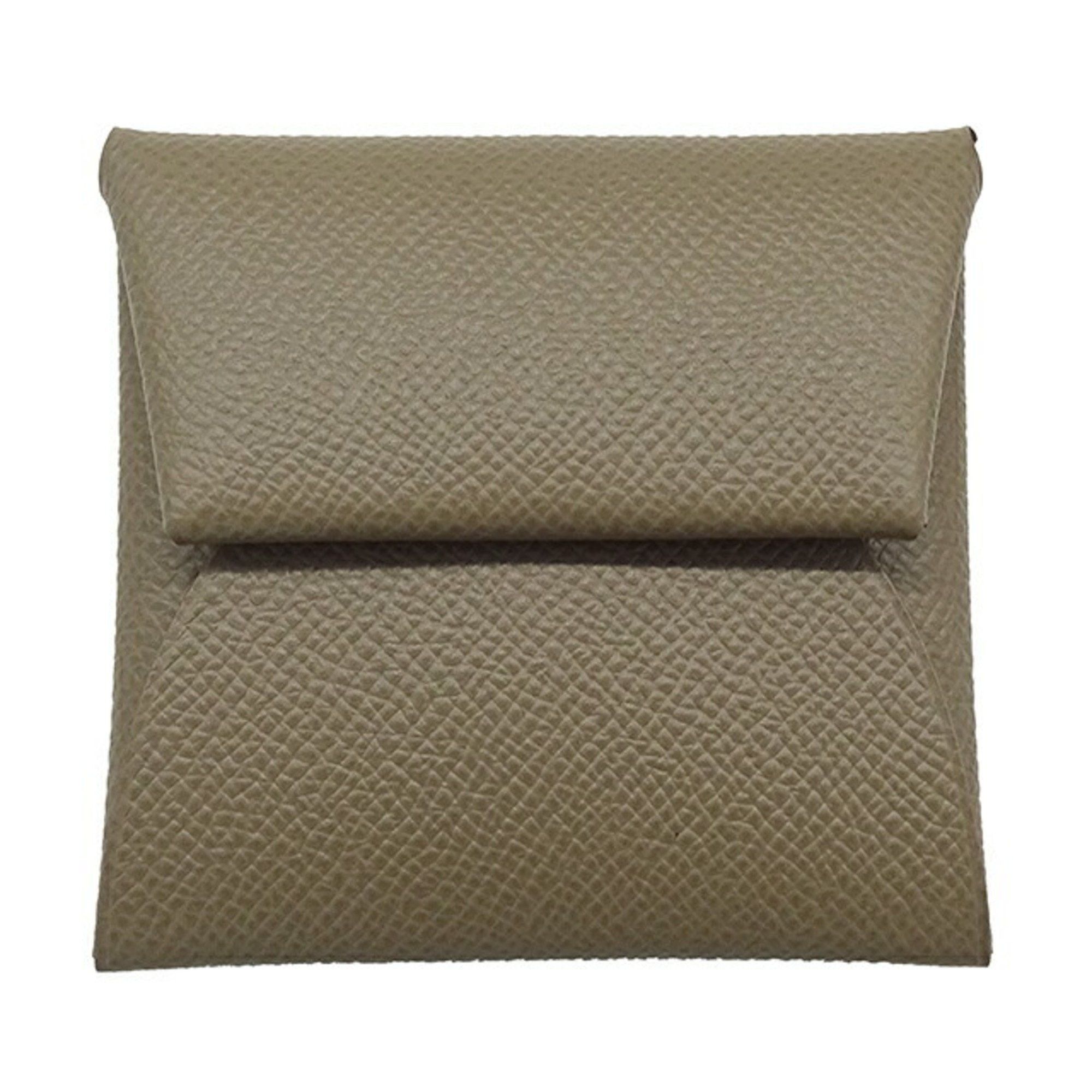 image of Hermes Wallet Bastia Ladies Brand Coin Case Vaux Epson Etoupe Y Stamp in Etoupe Gray, Women's
