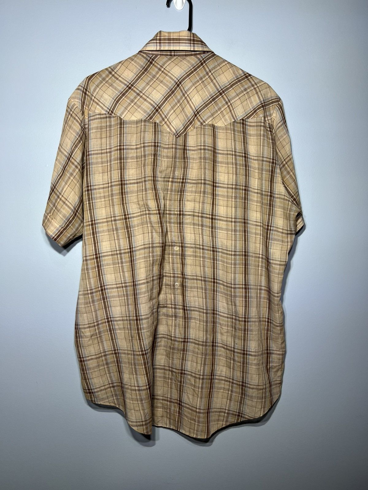 Other Silver Spur S/S Western Pearl Snap Shirt Sz 17 Tan & Blue Size US L / EU 52-54 / 3 - 4 Thumbnail