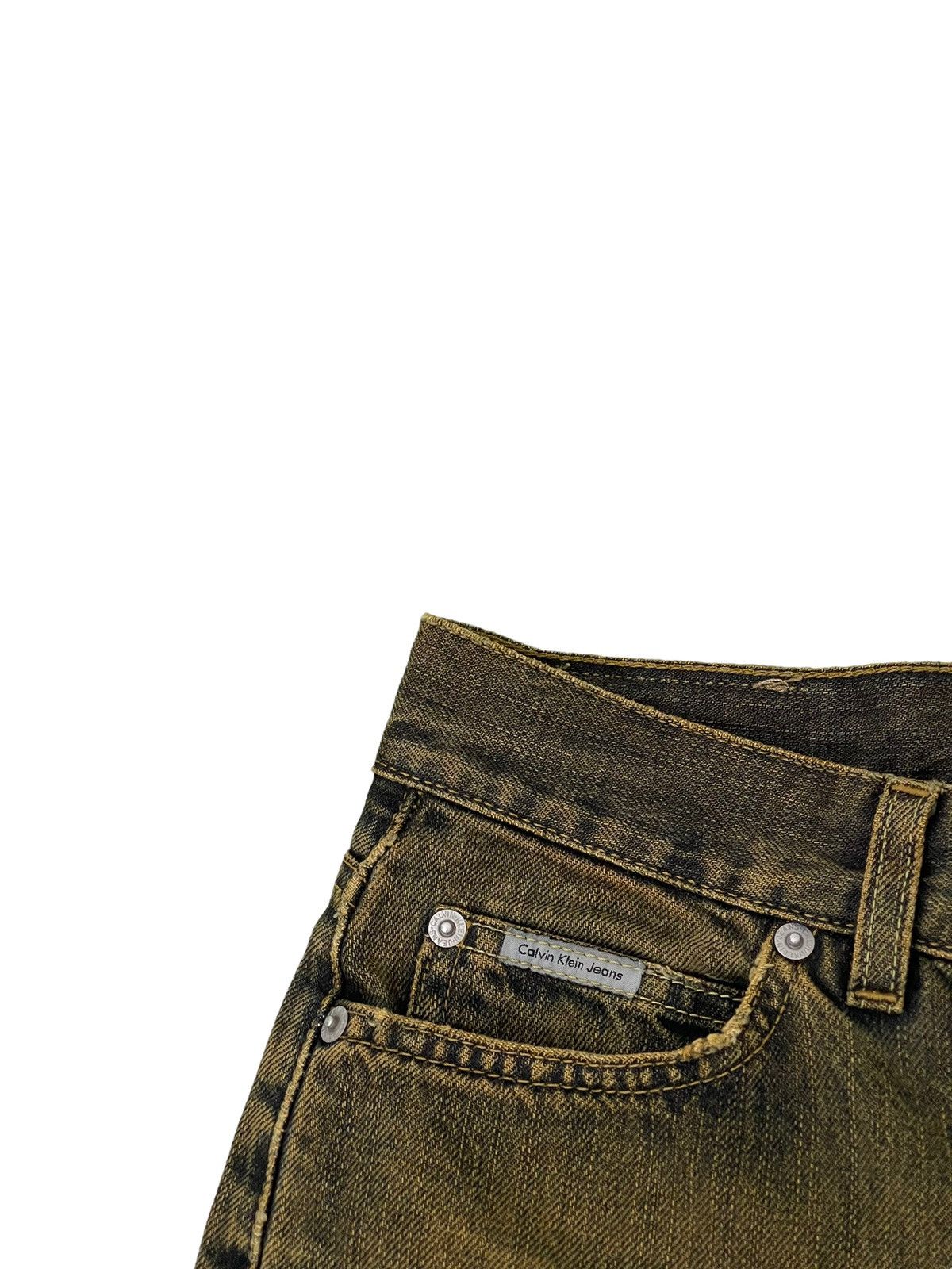 Calvin Klein Flare Jeans Vtg Calvin Klein Distress Mud Wash Waxed 7🟦3 Size US 28 / EU 44 - 10 Thumbnail