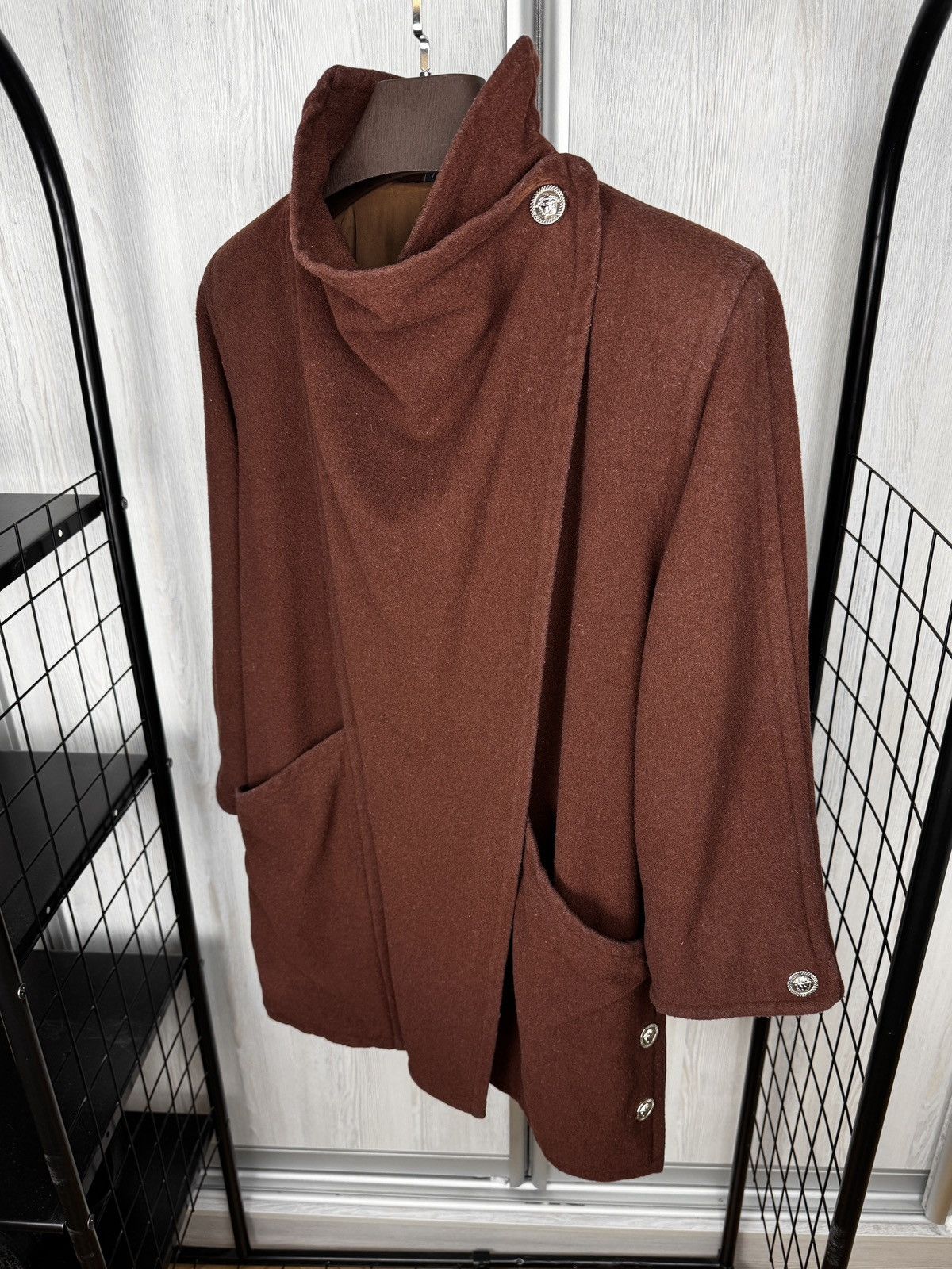 Versace Gianni Versace vintage 90s asymmetrical oversized coat Size L / US 10 / IT 46 - 6 Thumbnail