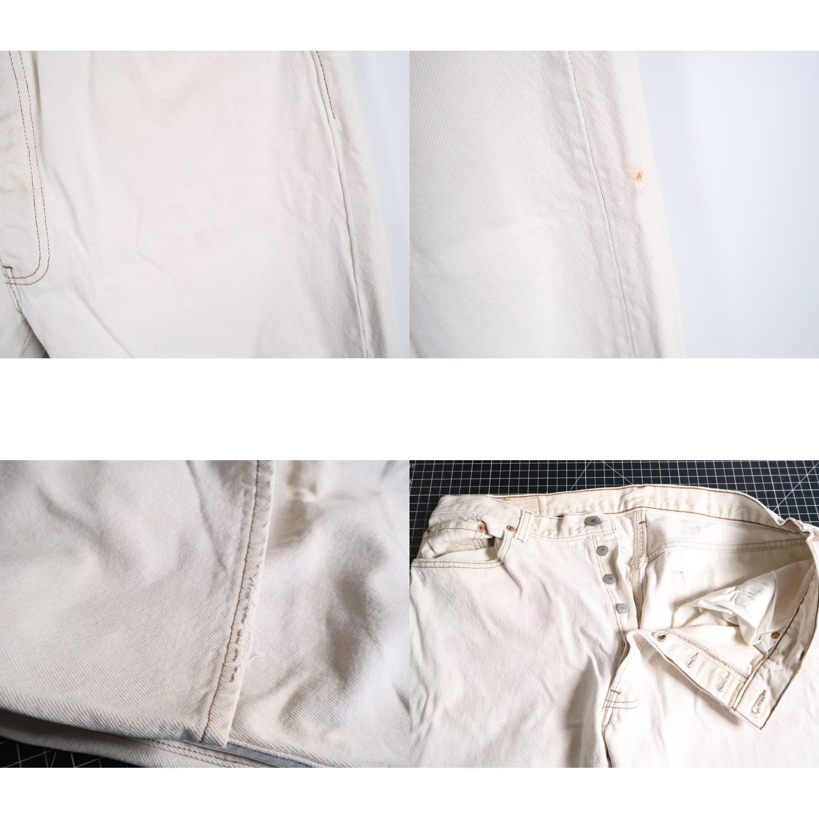 Levi's VINTAGE Levi's 501 Jeans Mens 34 x 29 Ivory Denim 90s Grunge Retro 1996 VTG Jeans Mens Regular Straight 5-Pocket Design Size US 35 - 10 Thumbnail