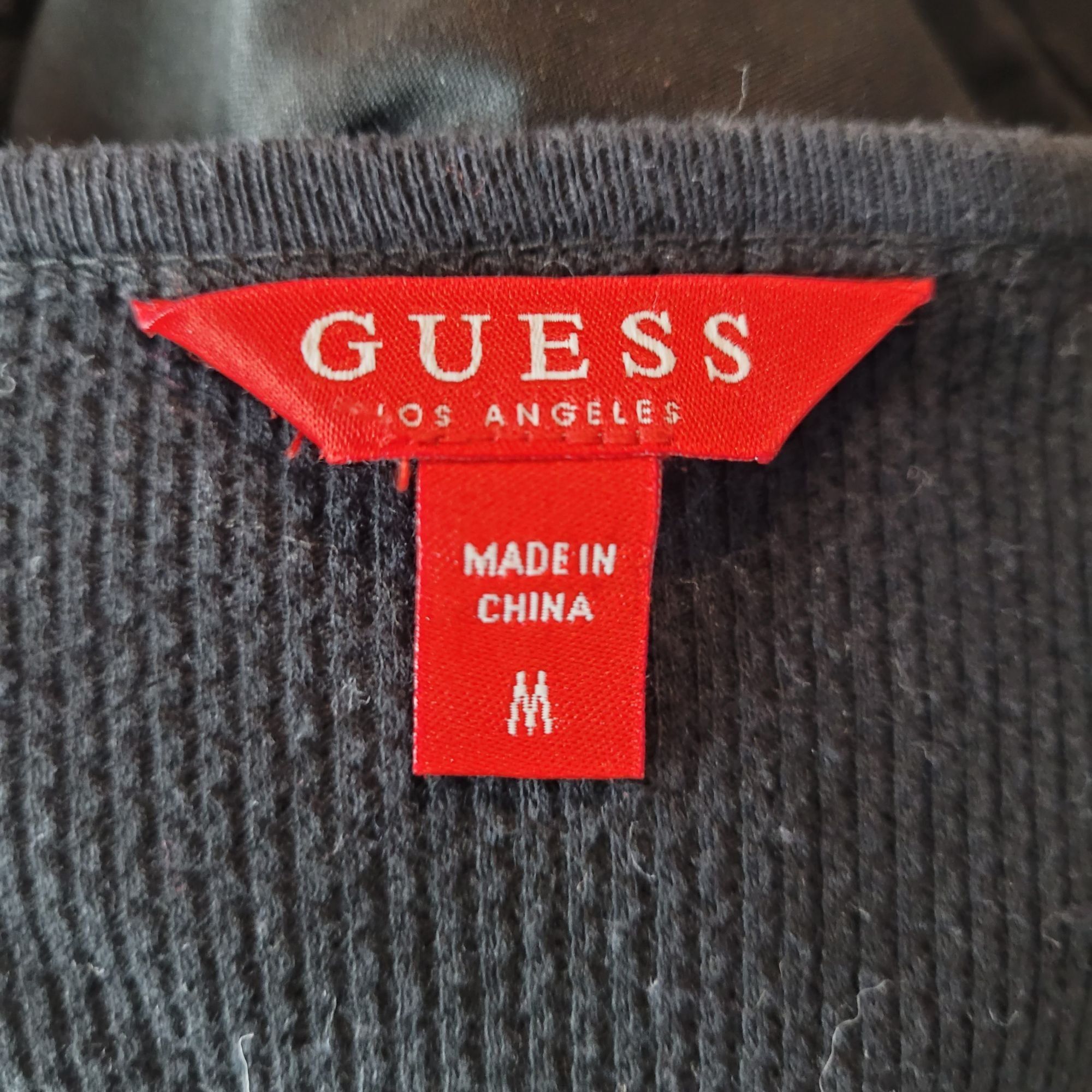 Guess Y2K Guess Black Long-Sleeve Thermal Knit Top Womens Sz M Gol Size M / US 6-8 / IT 42-44 - 3 Thumbnail