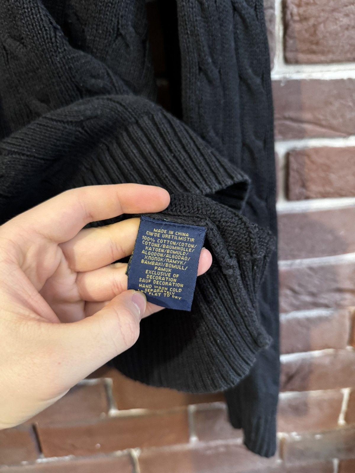 Polo Ralph Lauren Rare Polo Ralph Lauren Cable Knit Black Sweater Hype Y2K Size US XL / EU 56 / 4 - 6 Thumbnail