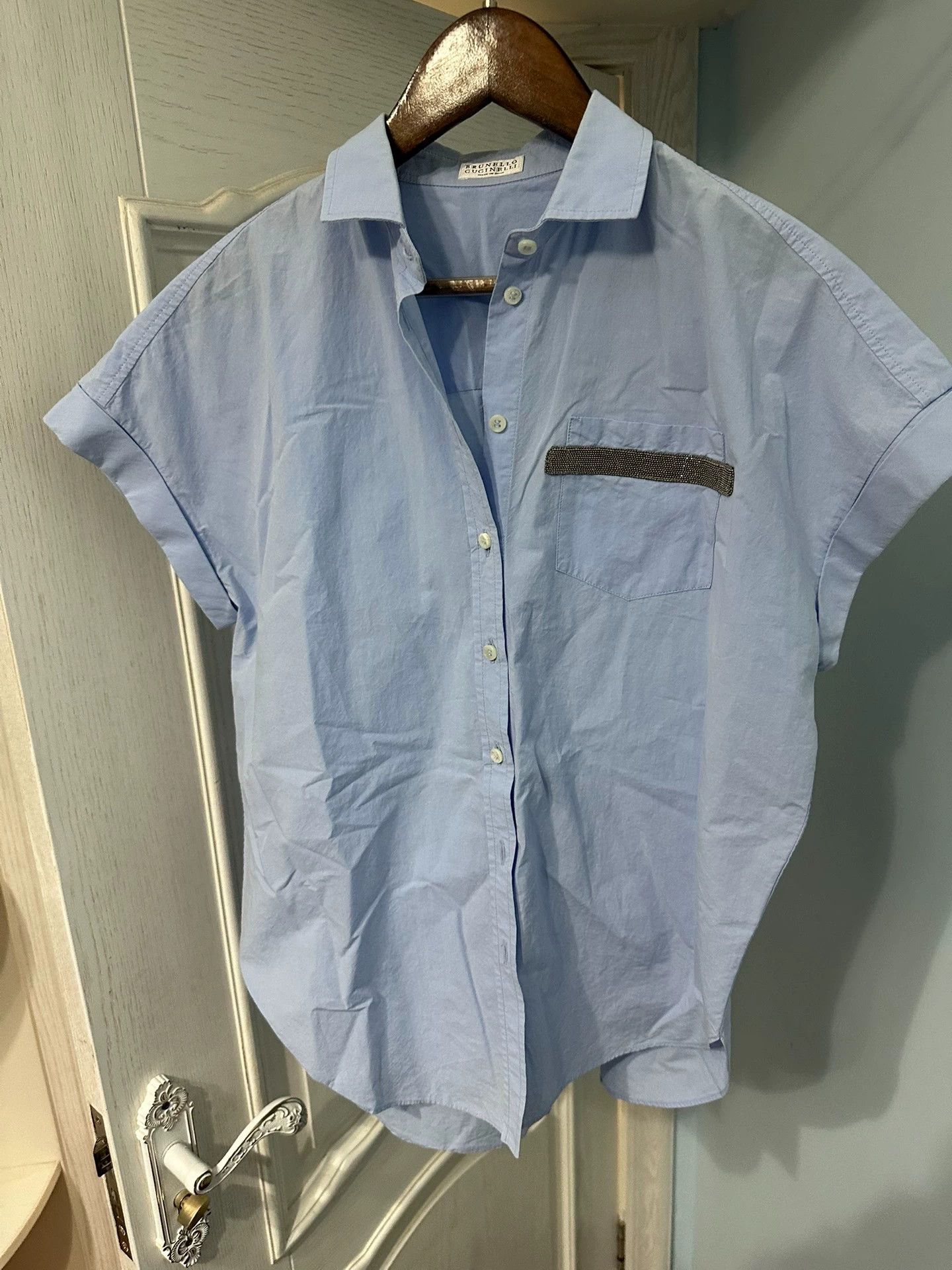 Brunello Cucinelli Brunello Cucinelli Beaded Short-Sleeve Shirt 9/10 Size S / US 4 / IT 40 - 1 Thumbnail