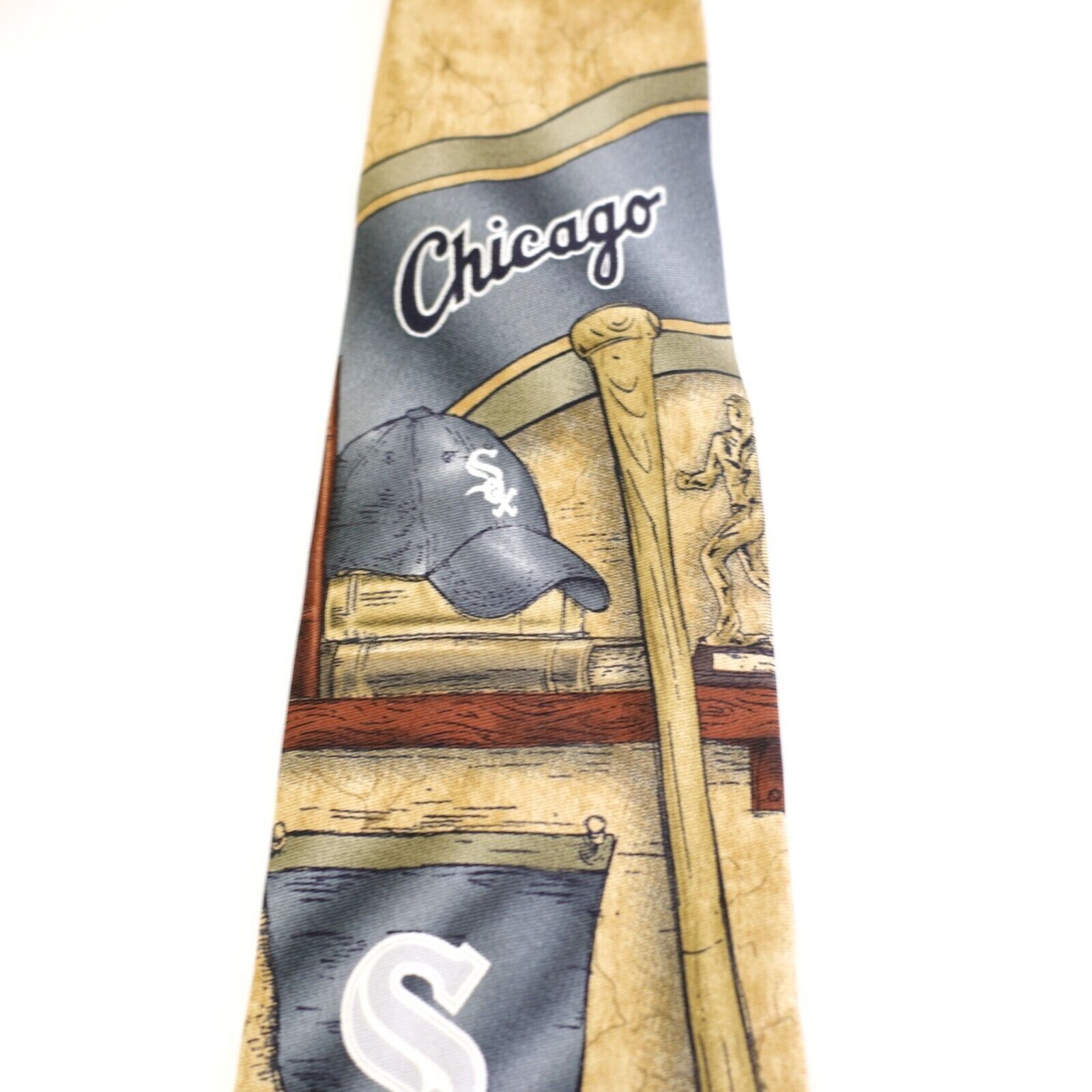 Vintage Eagles Wings MLB Chicago White Sox Yellow Baseball Wide Silk Size ONE SIZE - 3 Thumbnail