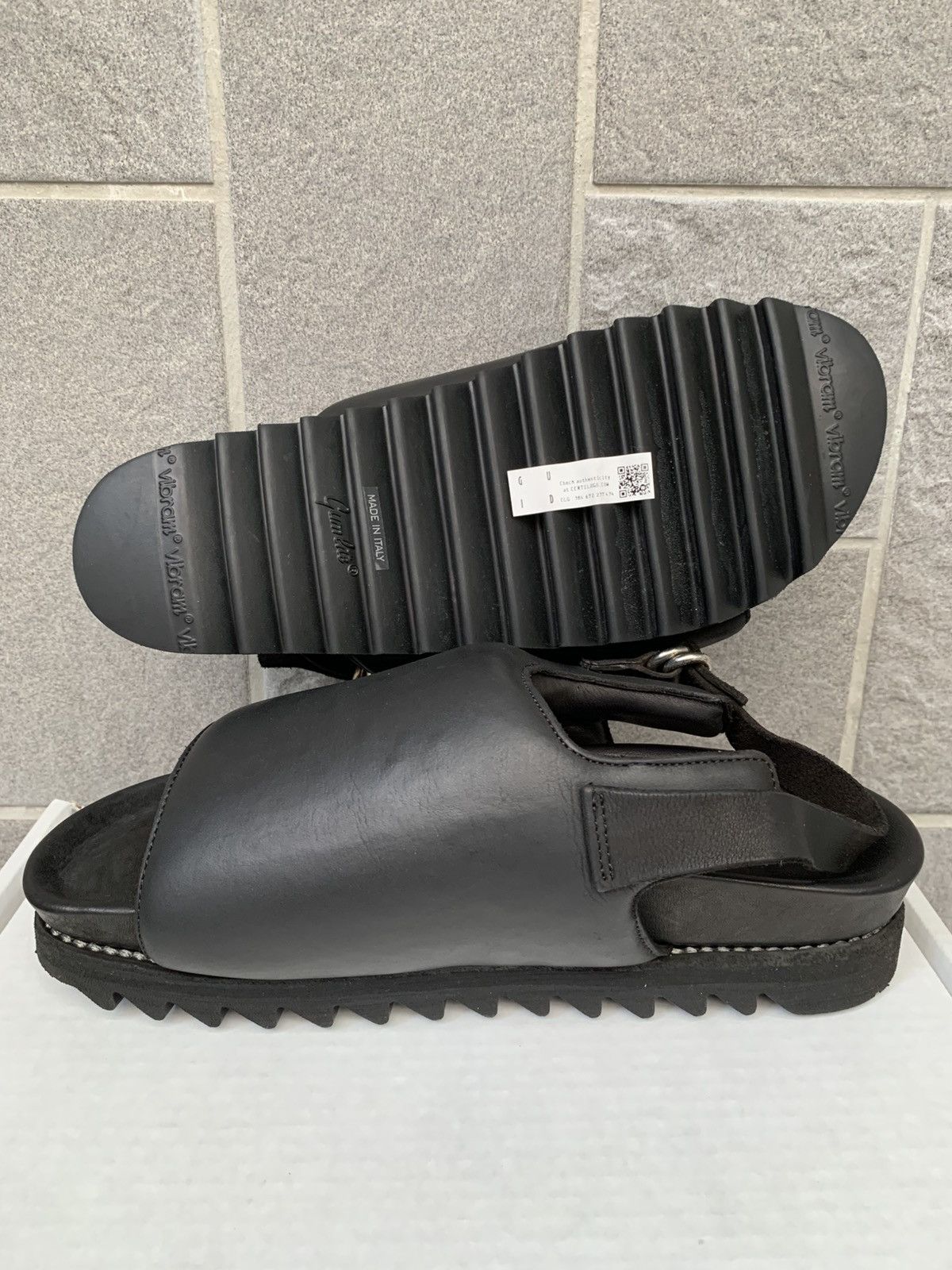 Guidi BRK04 BLACK WIDE BAND FLAT SANDALS Size US 11 / EU 44 - 7 Thumbnail
