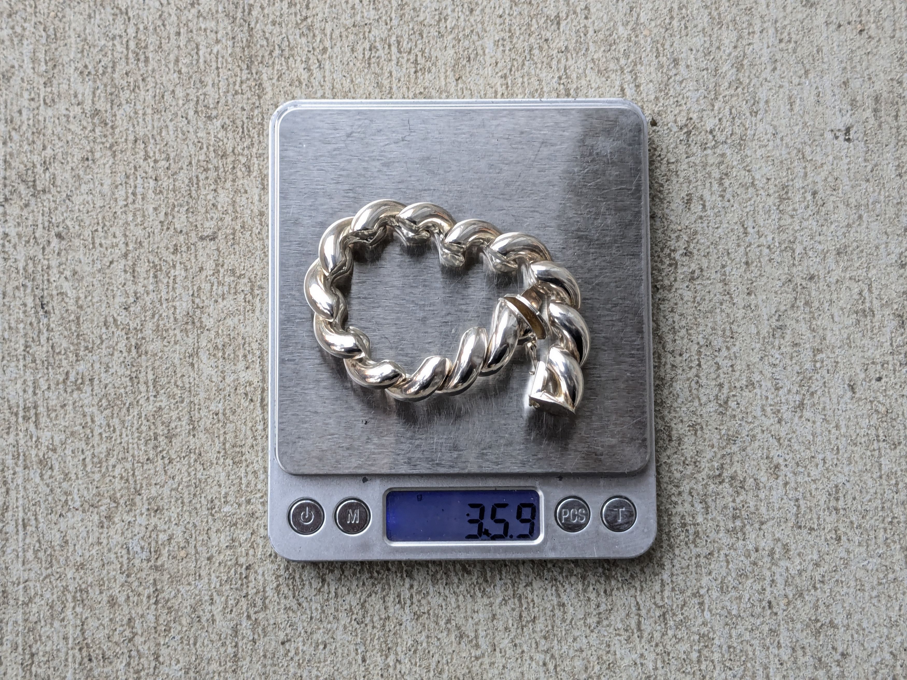 Vintage Sterling Silver Bracelet Rope Twist Chain 7.25