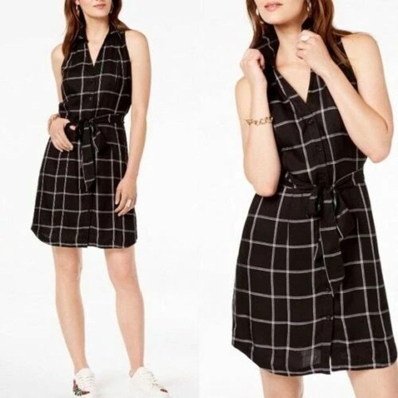 Other NWT INC Shirt dress Size 4 Tie Waist Sleeveless Plaid Lined Size S / US 4 / IT 40 - 1 Thumbnail