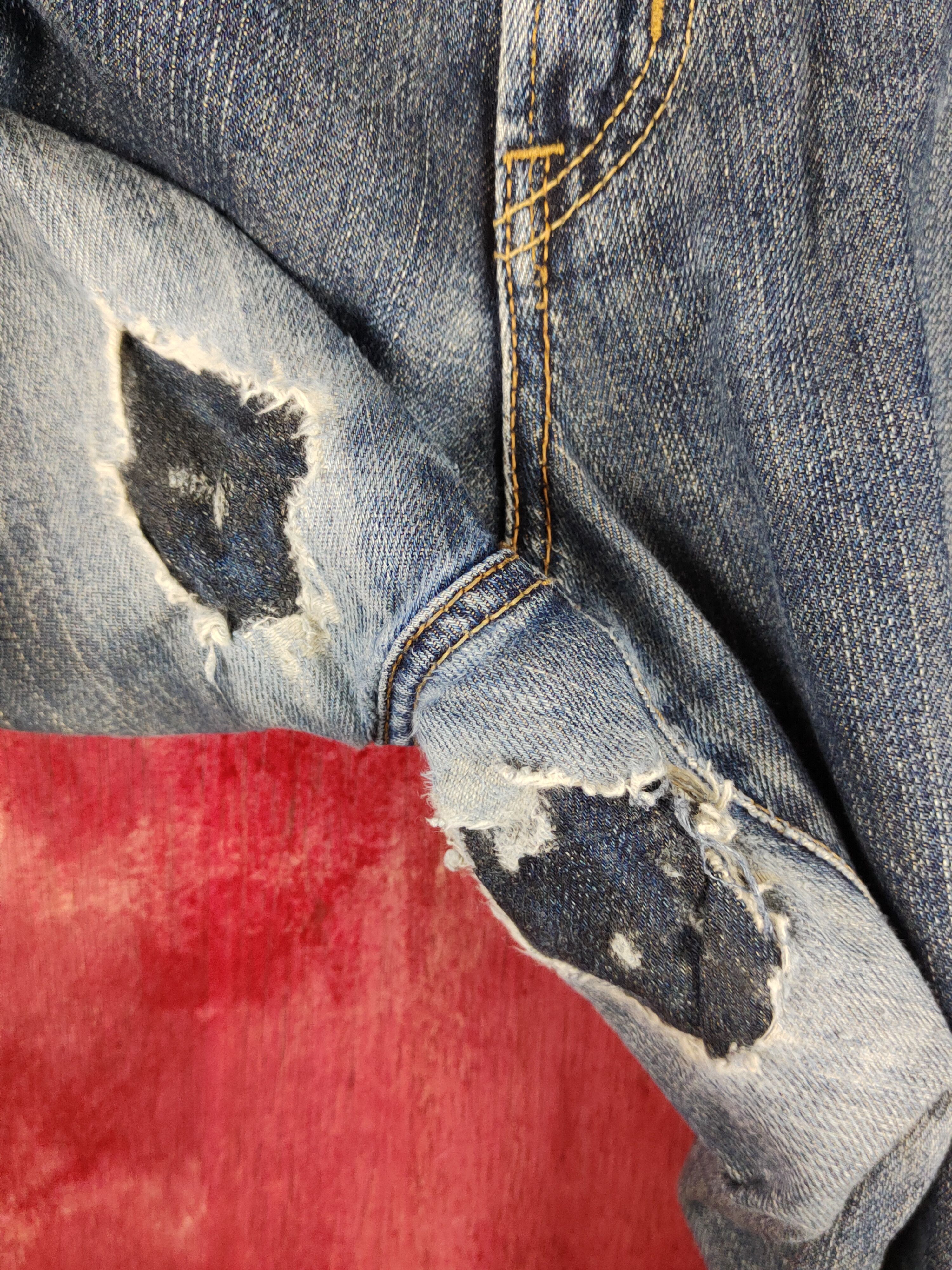 Edwin Edwin Dark Blue Faded Distressed Ripped Jeans #S2310 Size US 34 / EU 50 - 3 Thumbnail
