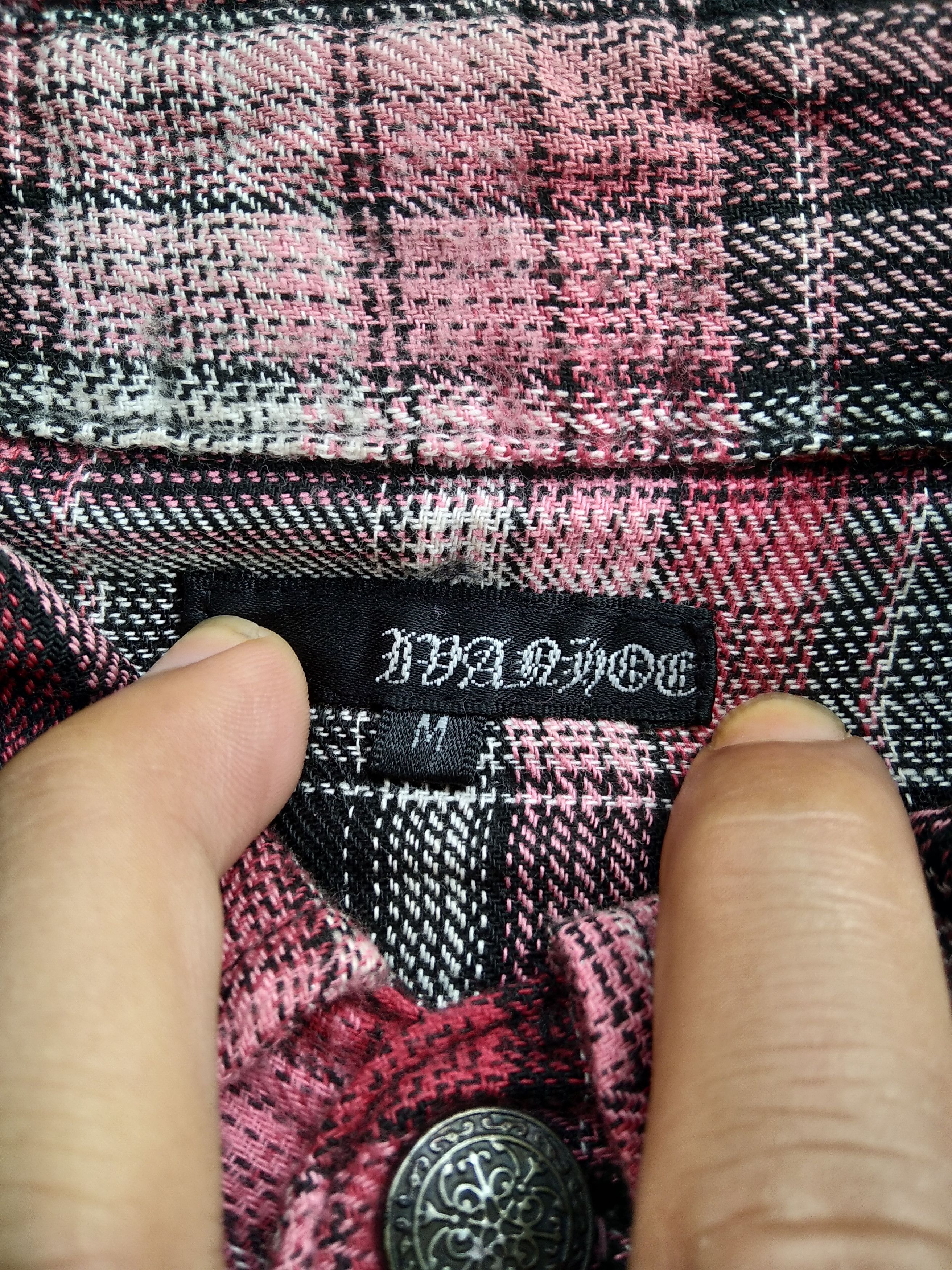 If Six Was Nine × KMRii × Le Grande Bleu (L.G.B.) VTG 00s Ivanhoe Punk Lather Pacth Poem Plaid Flannel Shirt Size US M / EU 48-50 / 2 - 8 Thumbnail