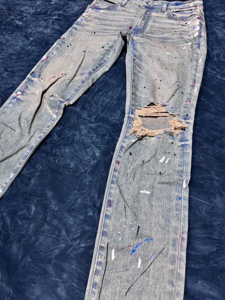 Amiri Amiri Old yellow mud water elastic slim wash destruction fl Size US 31 - 3 Thumbnail