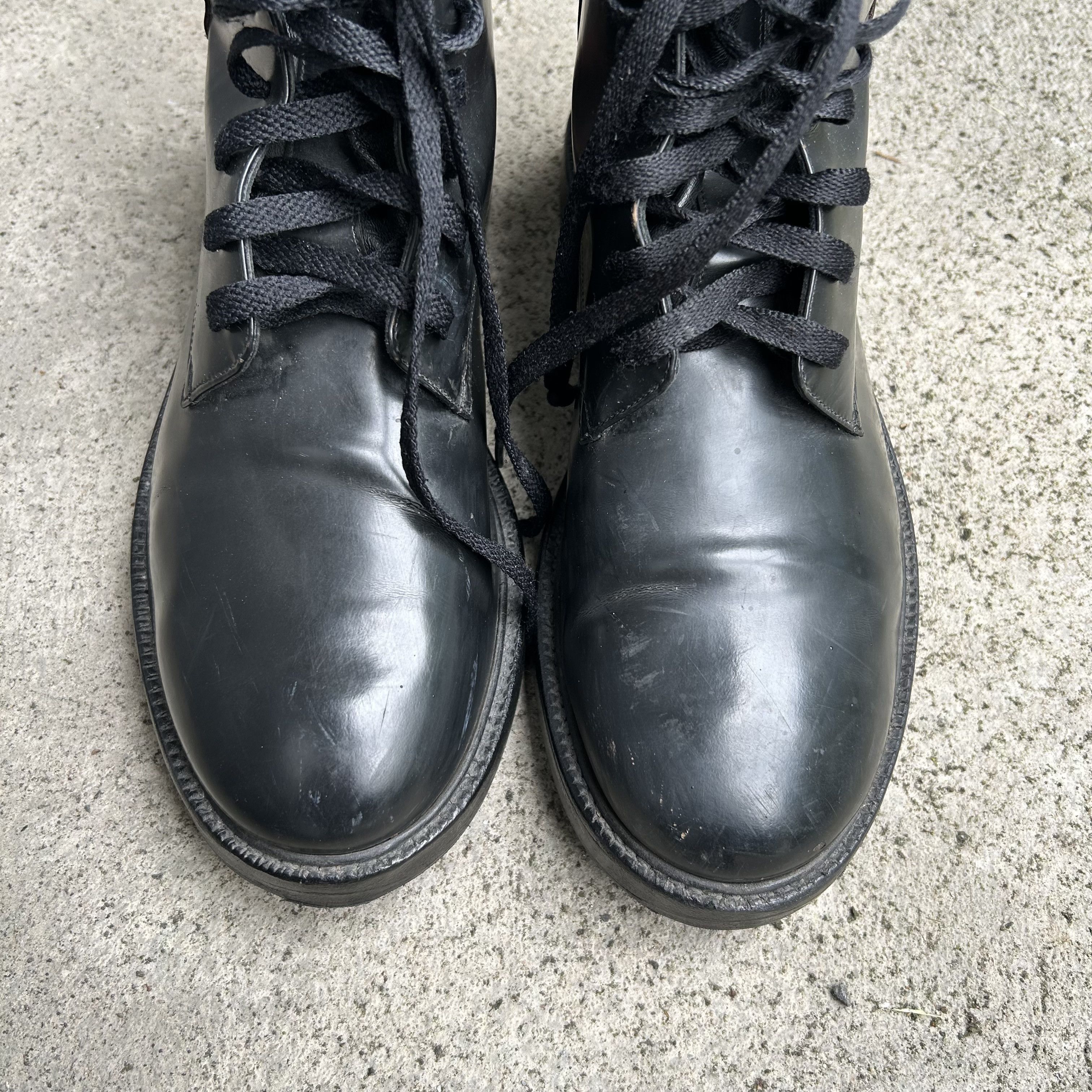 Calvin Klein 205W39NYC CK205 Black Patent Leather Combat Boots Shoes Size US 8 / EU 41 - 8 Thumbnail