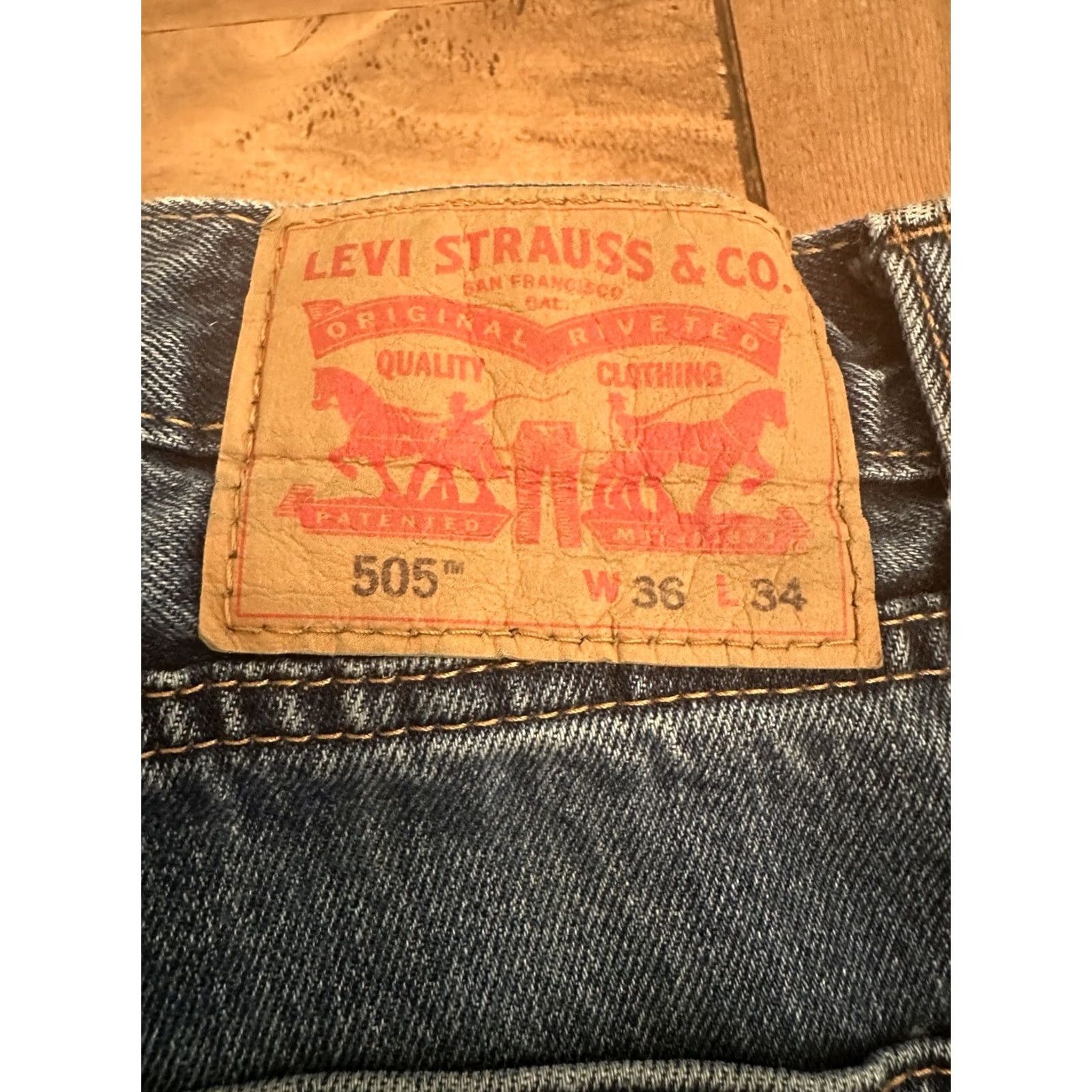 Levi's Levi's 505 Jeans Mens 36x34" Blue Denim Straight Regular Fit Red Tab Pants Shirt? Size US 36 / EU 52 - 3 Thumbnail