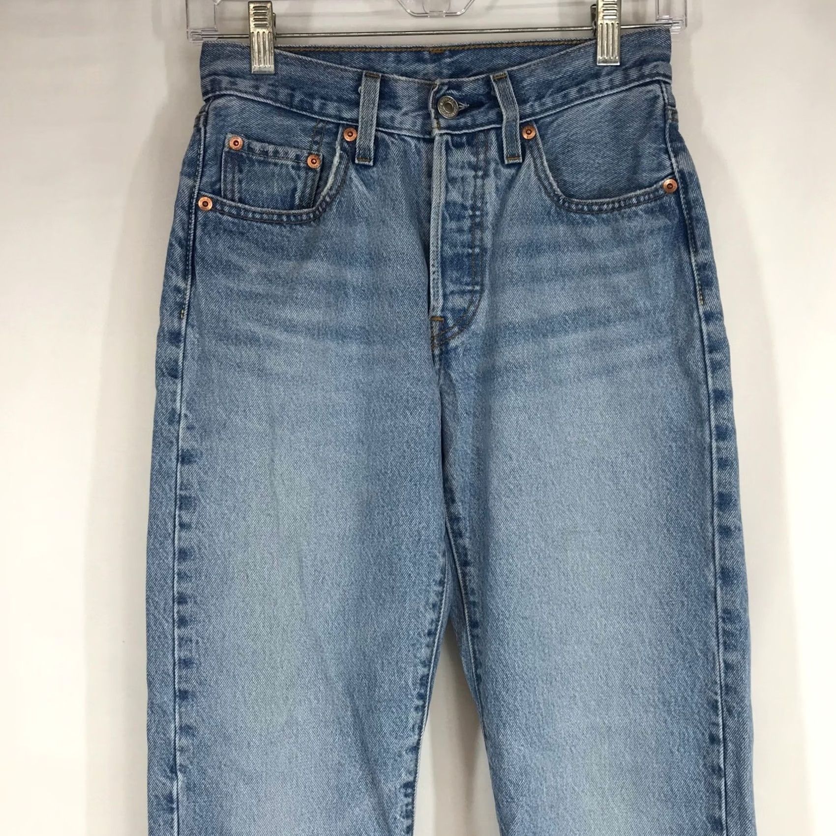 Levi's Levi'S 501 Original Fit Straight Leg Light Wash Blue Denim Jeans W24 L30 - Classic Size 40" / US 18 - 2 Thumbnail
