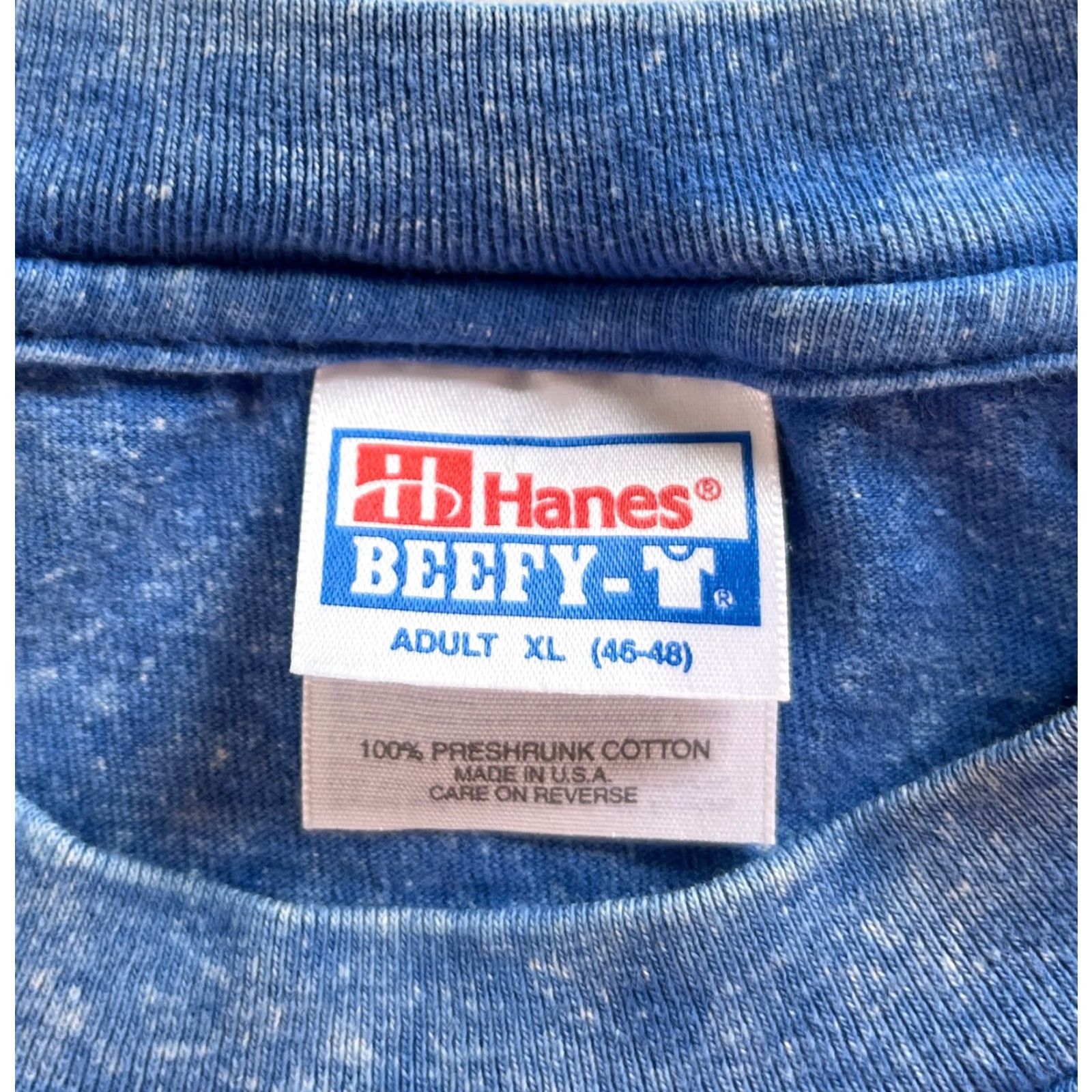 Hanes VINTAGE Hanes Beefy-T T-Shirt Unisex Adults Minnesota Acid Wash 90s Print Made in USA XL Blue 100% Cotton Crew Neck Short Sleeve USA Size US XL / EU 56 / 4 - 7 Thumbnail