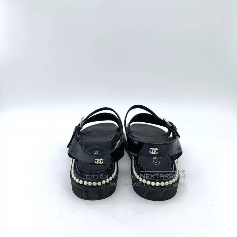 Chanel Chanel Casual flat sandals with black pearl trim Size US 6.5 / IT 36.5 - 4 Thumbnail