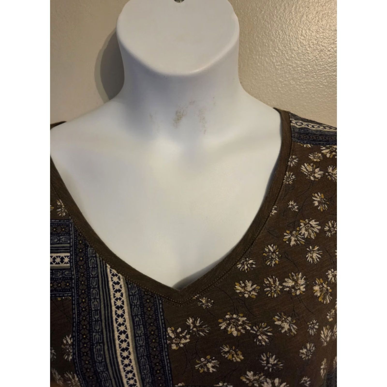 Vintage Sonoma The Everyday Tee Olive Green Floral T Shirt Cottagecore Boho 2X XXL Womens Size XXL / US 16-18 / IT 52-54 - 2 Thumbnail