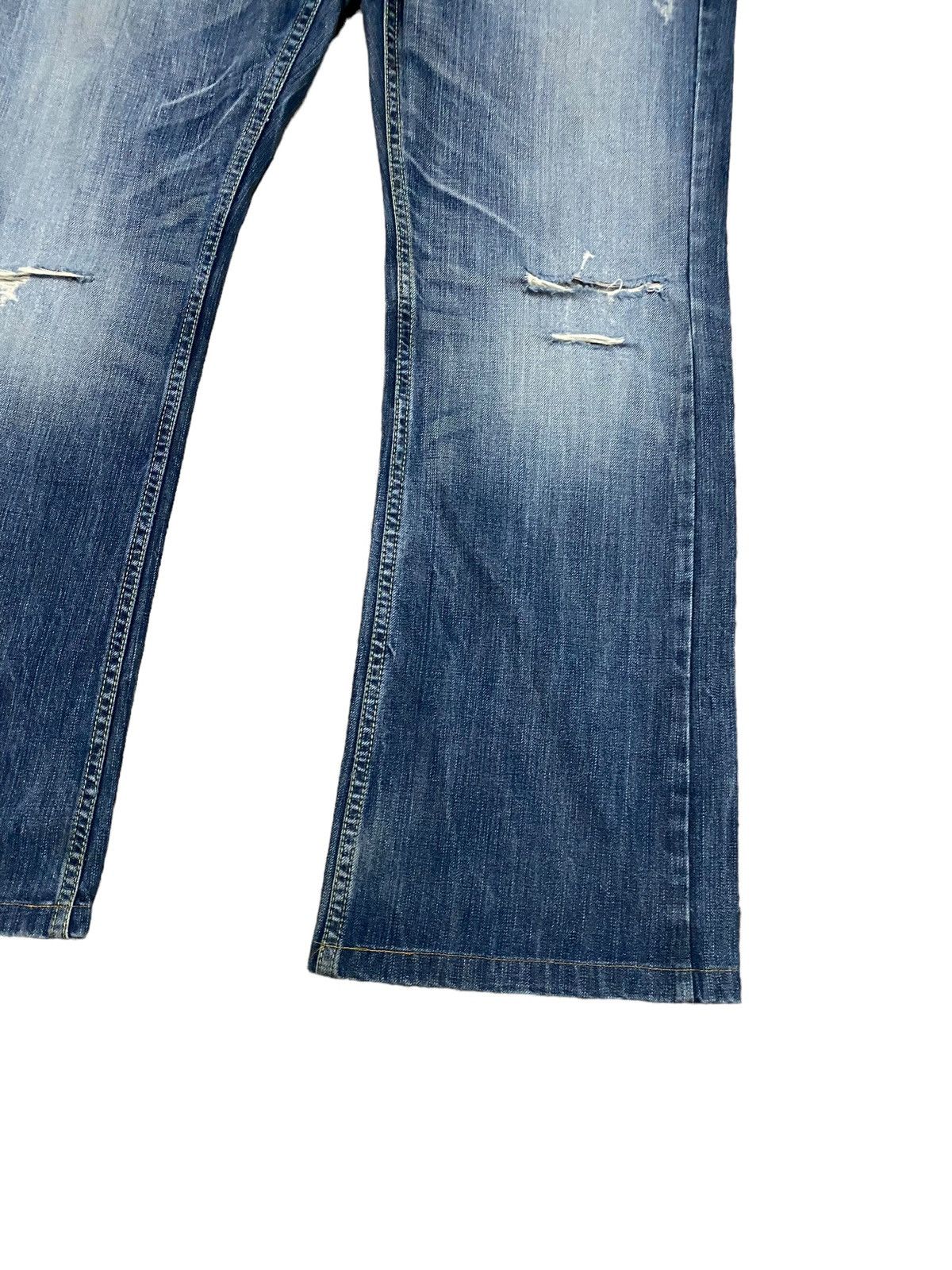 Japanese Brand X Red pepper distressed flare jeans