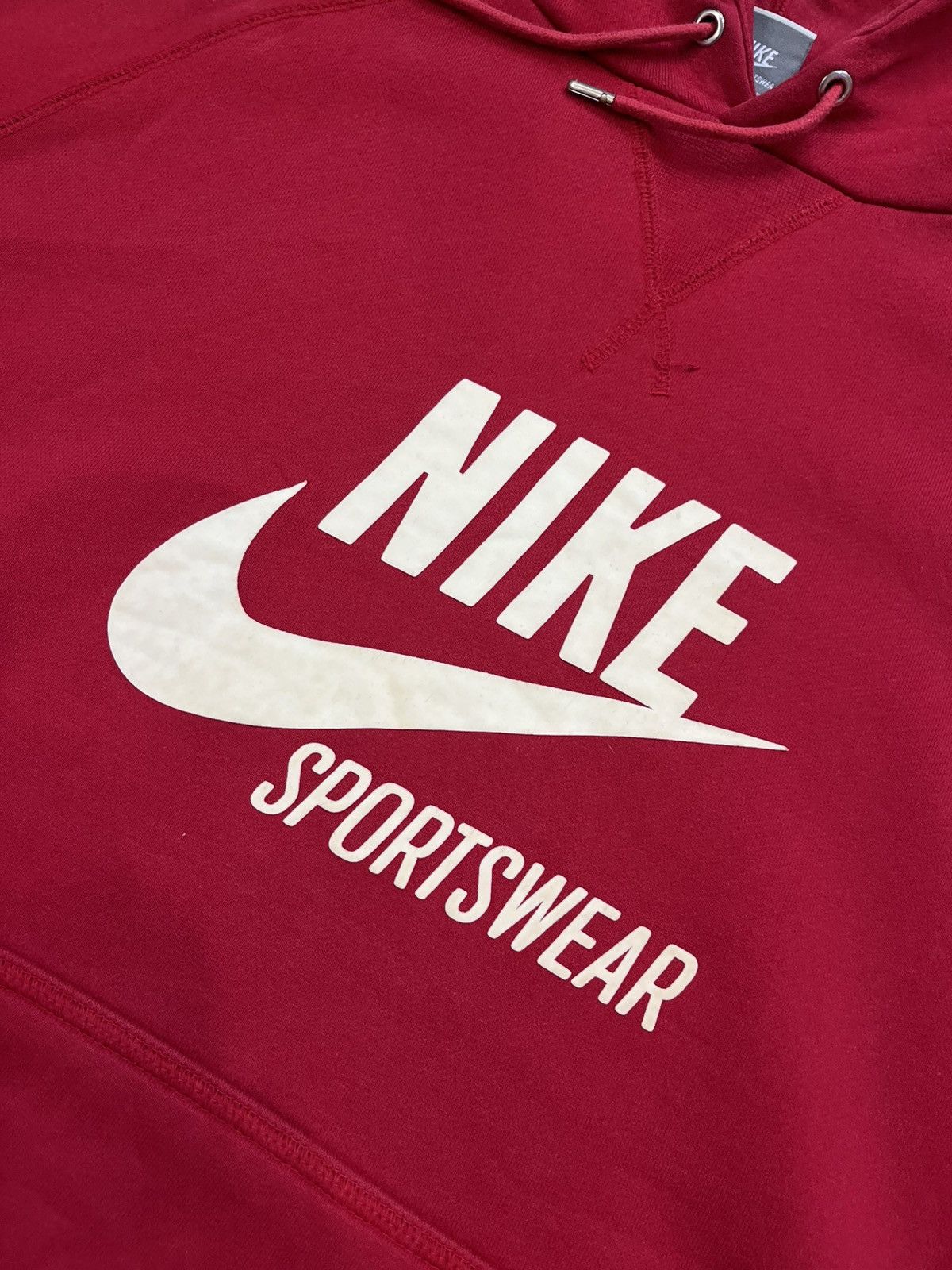 Nike × Vintage Vintage Nike Sportswear Hoodie red blank logo sweatshirt Size US L / EU 52-54 / 3 - 10 Thumbnail
