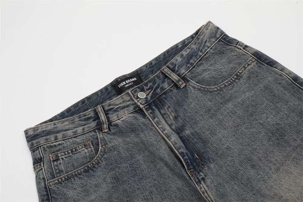 Japanese Brand × Jean Washed distressed straight-leg vintage all-match loose jeans Size US 34 / EU 50 - 4 Thumbnail