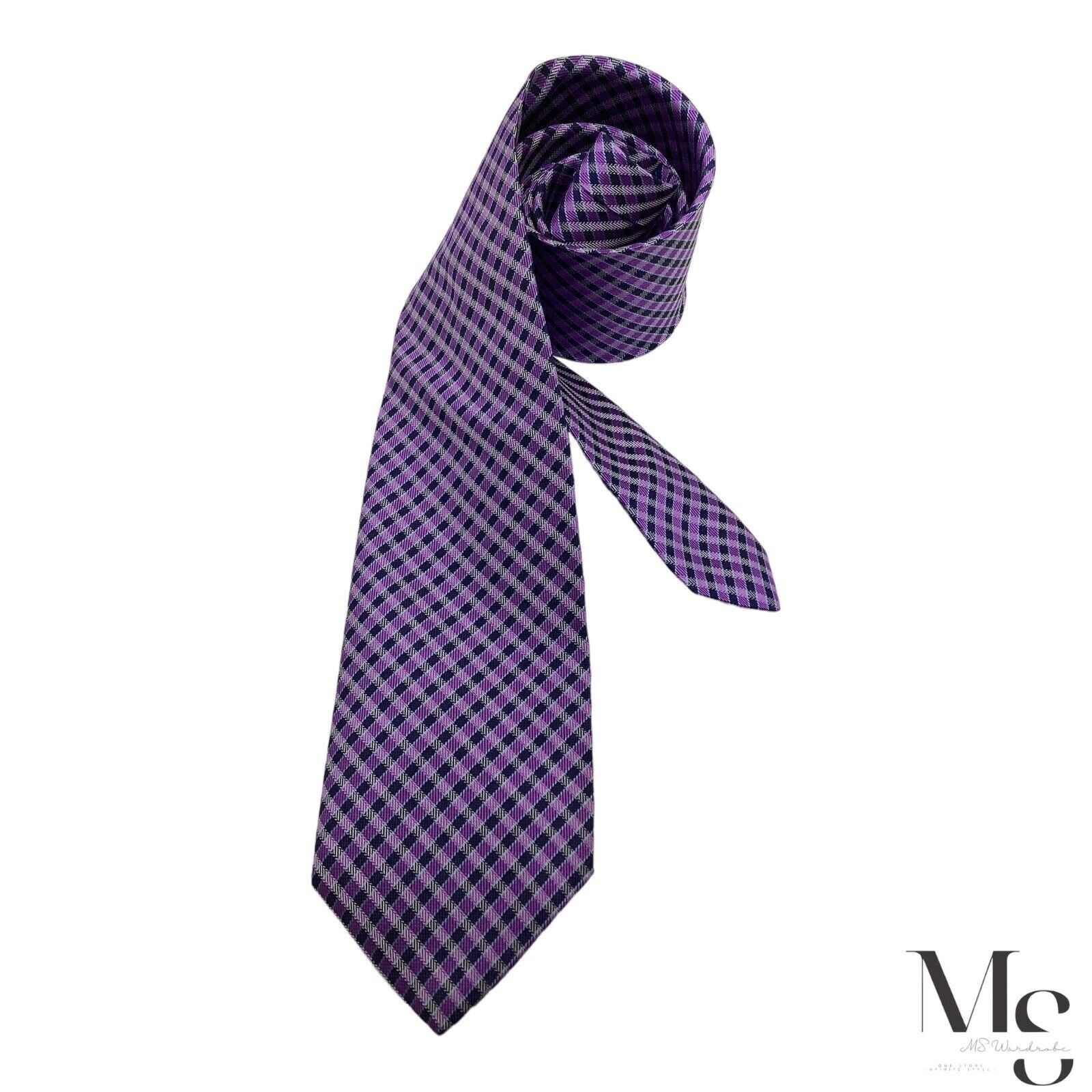Hugo Boss BOSS HUGO BOSS Purple Plaids & Cheks Luxury Silk TiE Size ONE SIZE - 1 Thumbnail