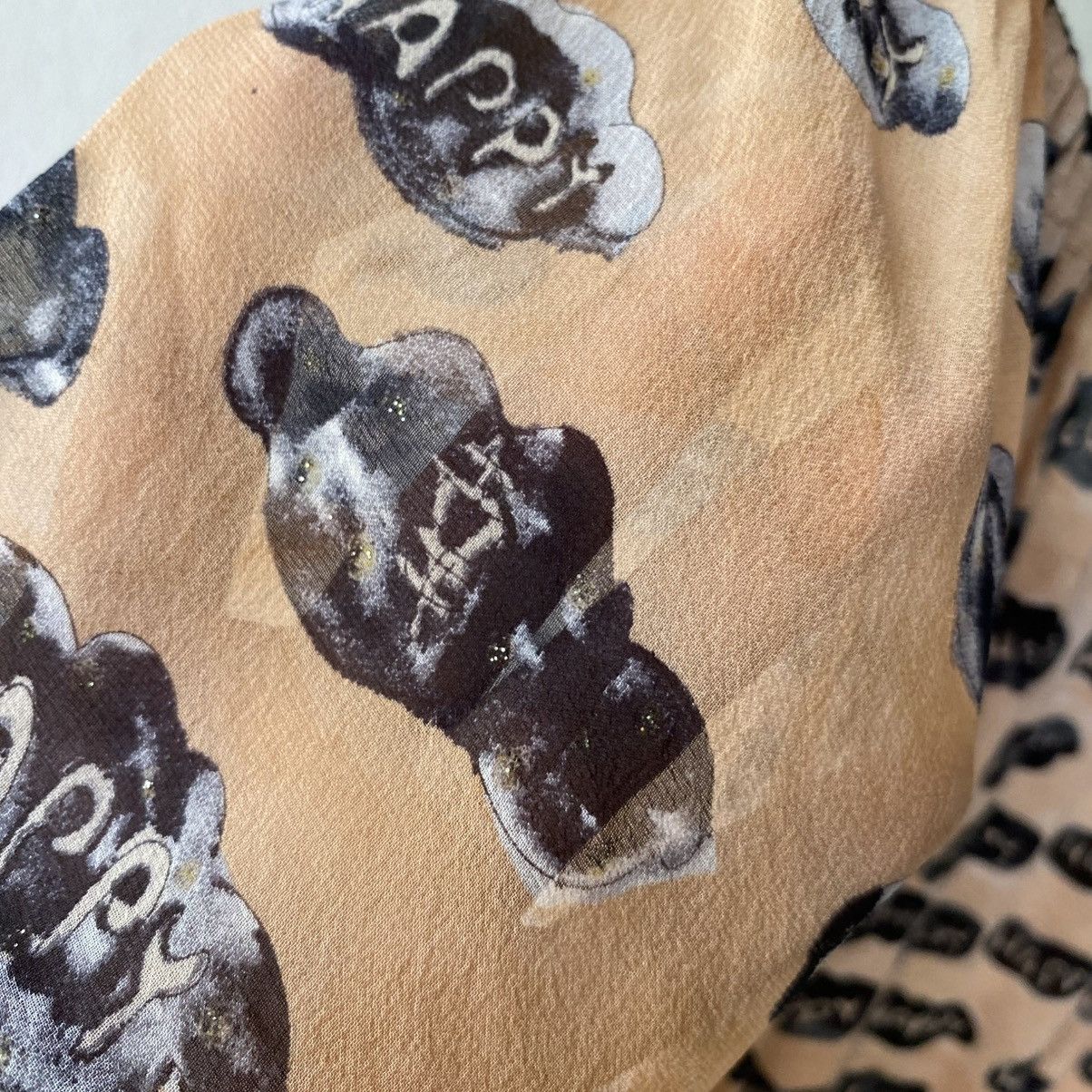 Tsumori Chisato Tsumori Chisato Beige Printed Dress Puff Sleeves Tie Neck Size XS / US 0-2 / IT 36-38 - 20 Thumbnail