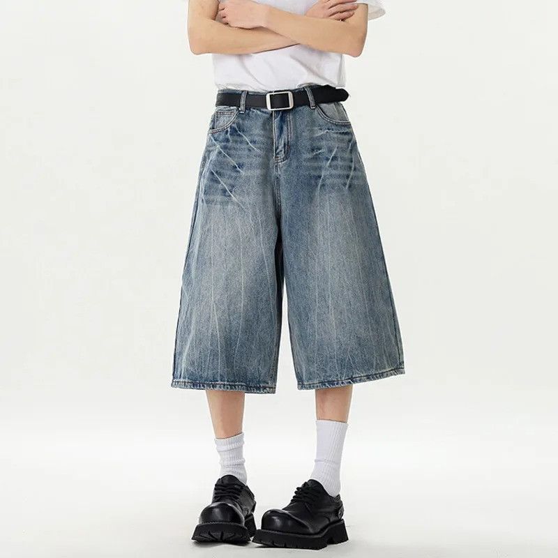 Jean Cleanfit Wide Leg Denim Shorts Men Solid Color Size US 34 / EU 50 - 1 Thumbnail