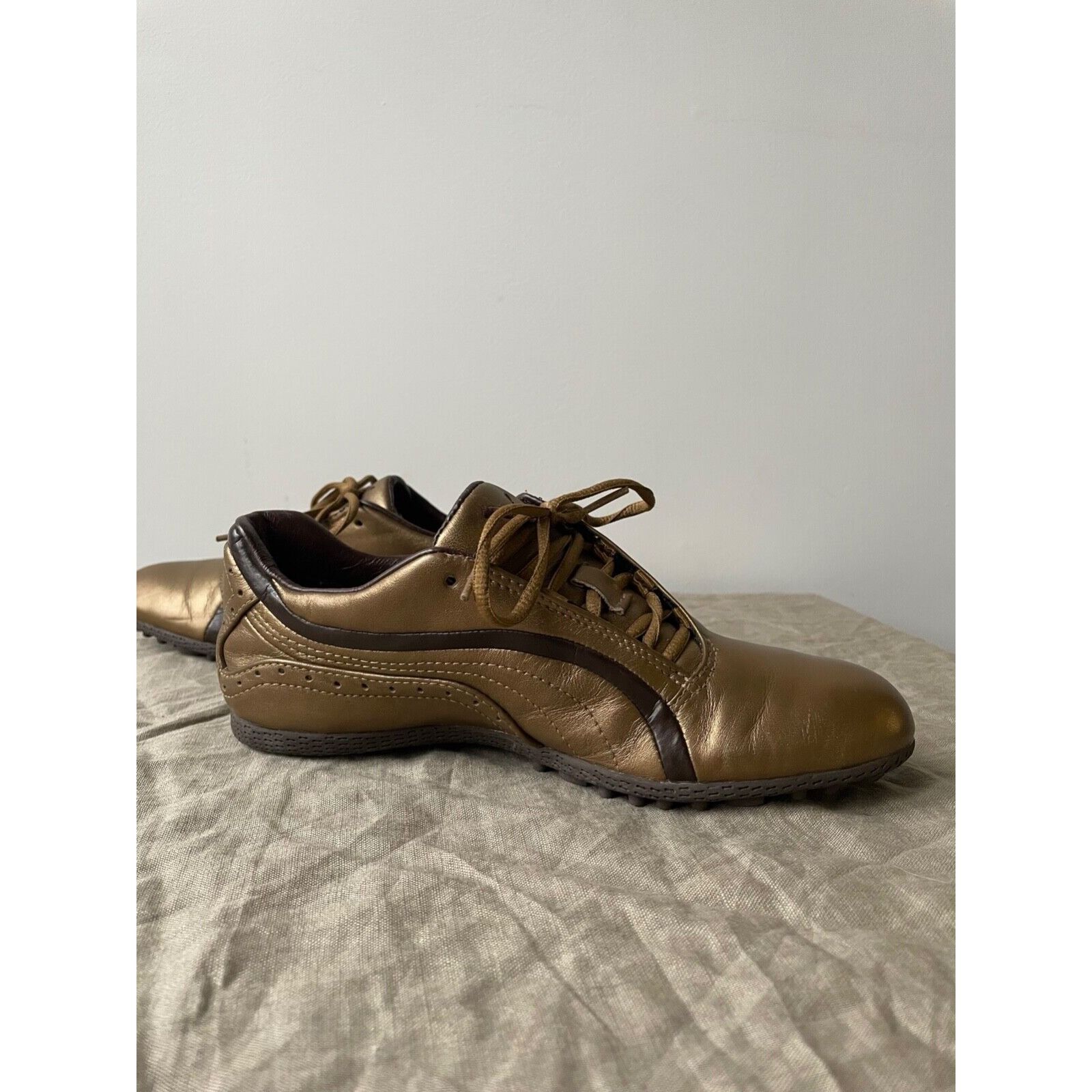 Puma Puma Y2K Soccer Racing Gold Leather Flat Trainers 8261AC Size US 6 / IT 36 - 3 Thumbnail