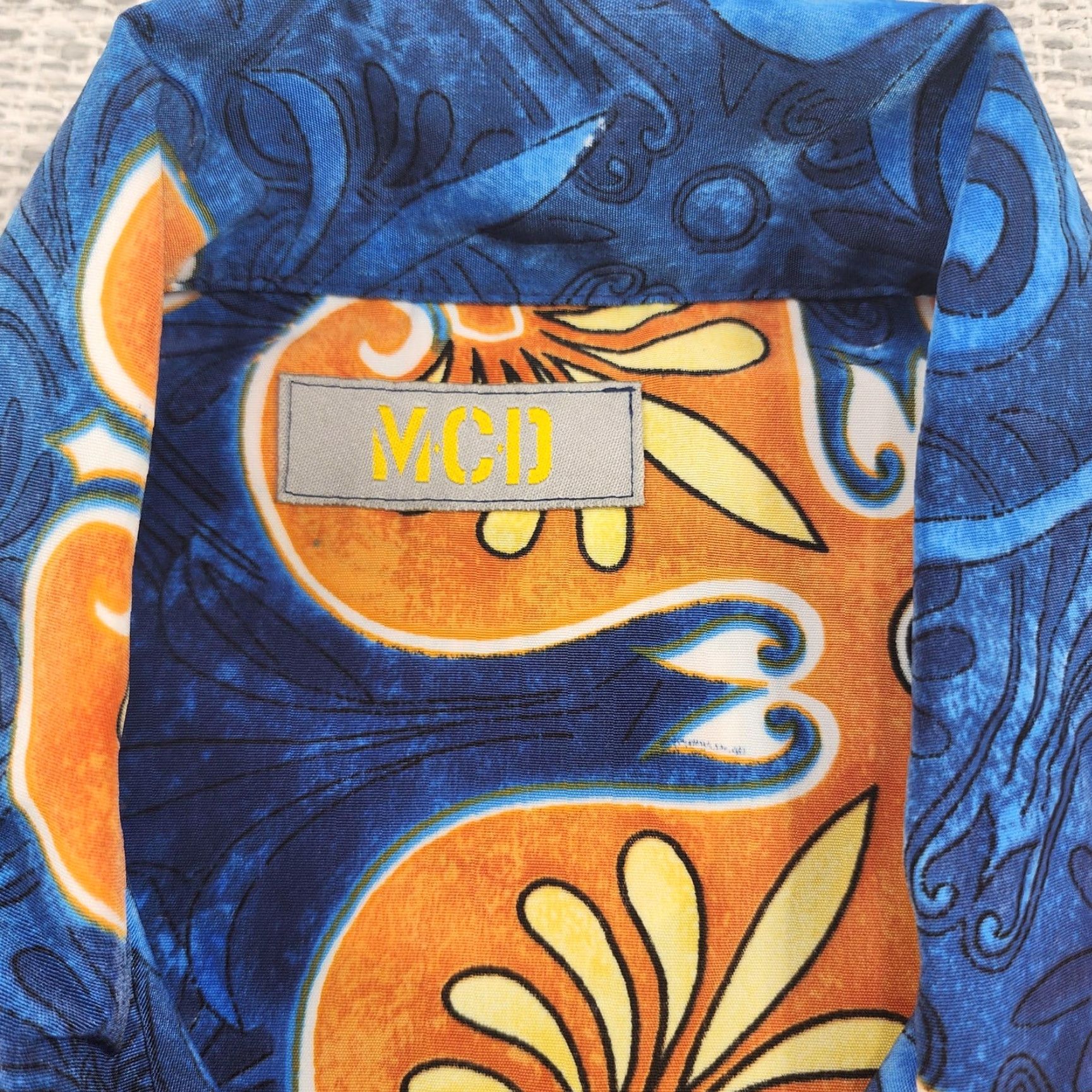 ALOHAS MCD Hawaiian Shirt Mens Extra Large Blue Orange Floral Tropical Button Up Size US XL / EU 56 / 4 - 5 Thumbnail