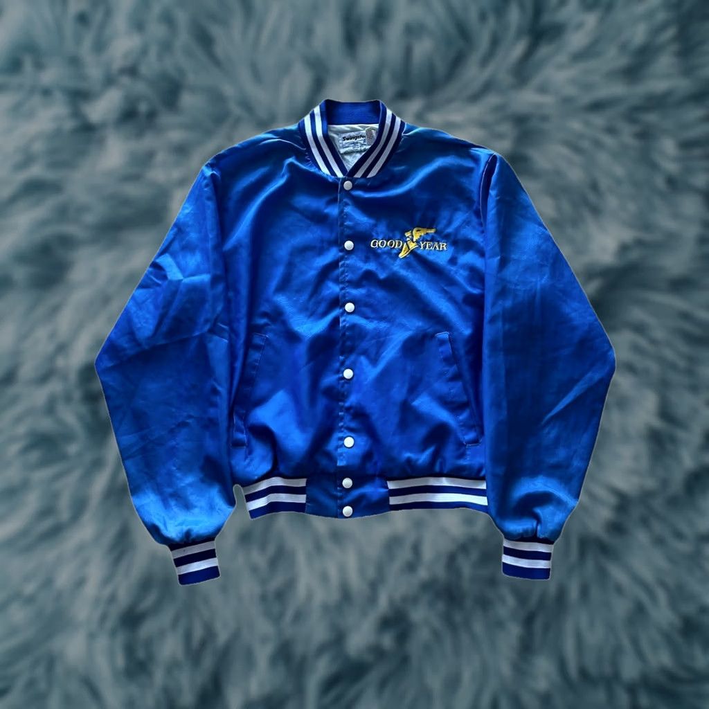 Vintage VINTAGE Swingster Jacket 80s Bomber Satan Satin Blue Mens L Packable All Seasons - 24.5" Chest 27" Length Size US L / EU 52-54 / 3 - 1 Thumbnail