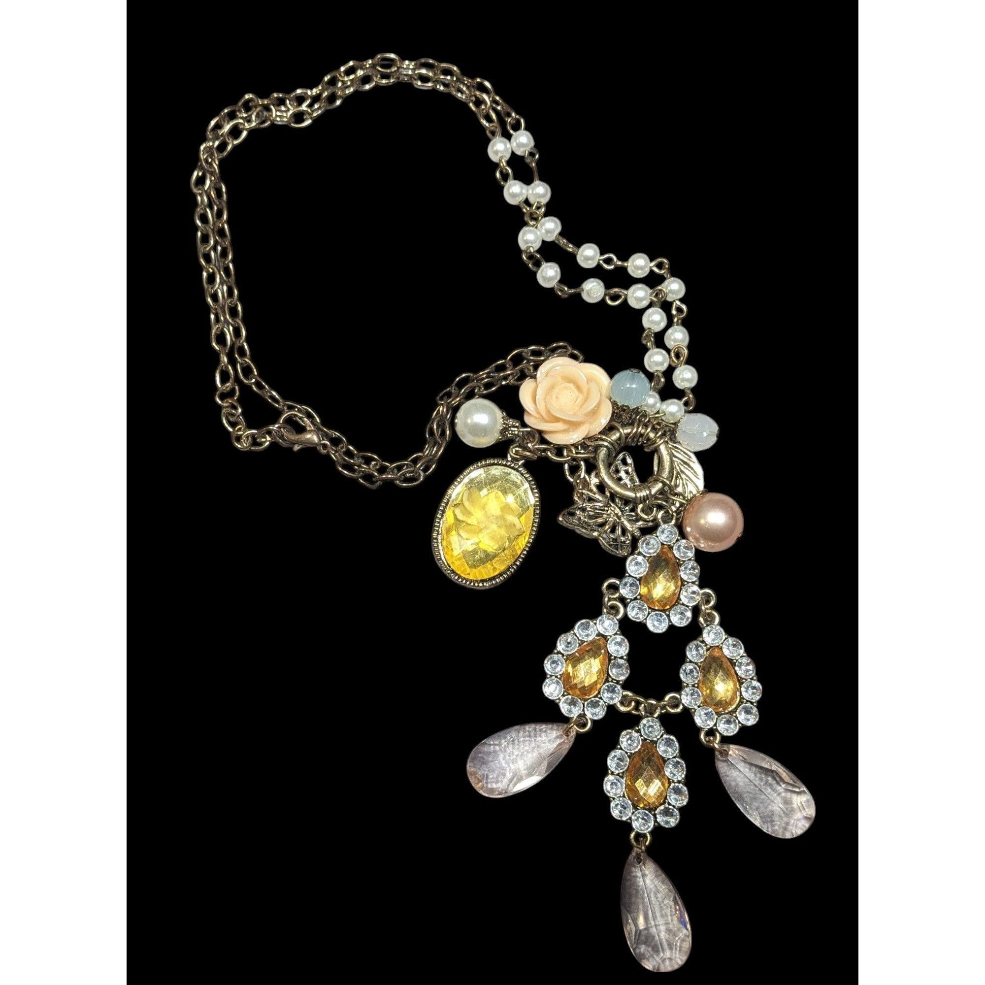 Other Vintage Victorian Style Floral Cluster Charm Pendant Necklac Size ONE SIZE - 1 Thumbnail