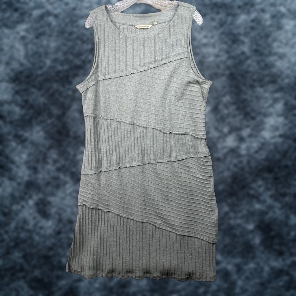 Soft Surroundings Soft Surroundings Dress Women L Gray Ribbed Ruffle Sleeveless Beach Lagenlook Shirt Dress Casual Bohemian Short Dress Womens Size L Gray Size L / US 10 / IT 46 - 1 Thumbnail