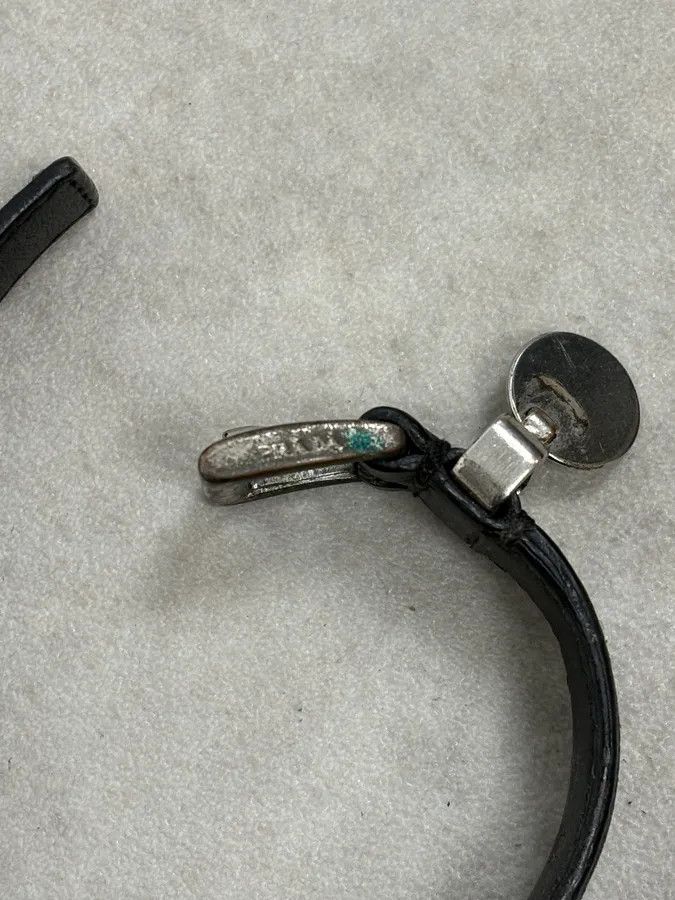 Prada 2000s Prada Black Leather Medal Bracelet Size ONE SIZE - 6 Thumbnail