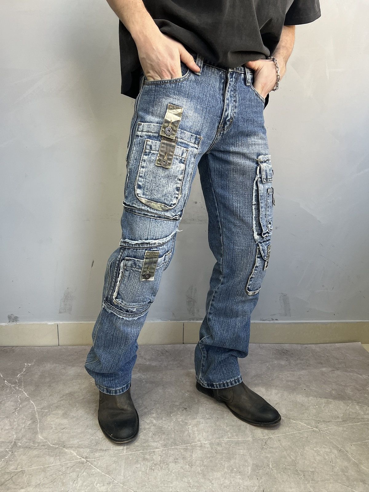 Dolce & Gabbana Y2K Patchwork Cargo Denim Jeans Distressed retro style y2k Size US 31 - 2 Thumbnail
